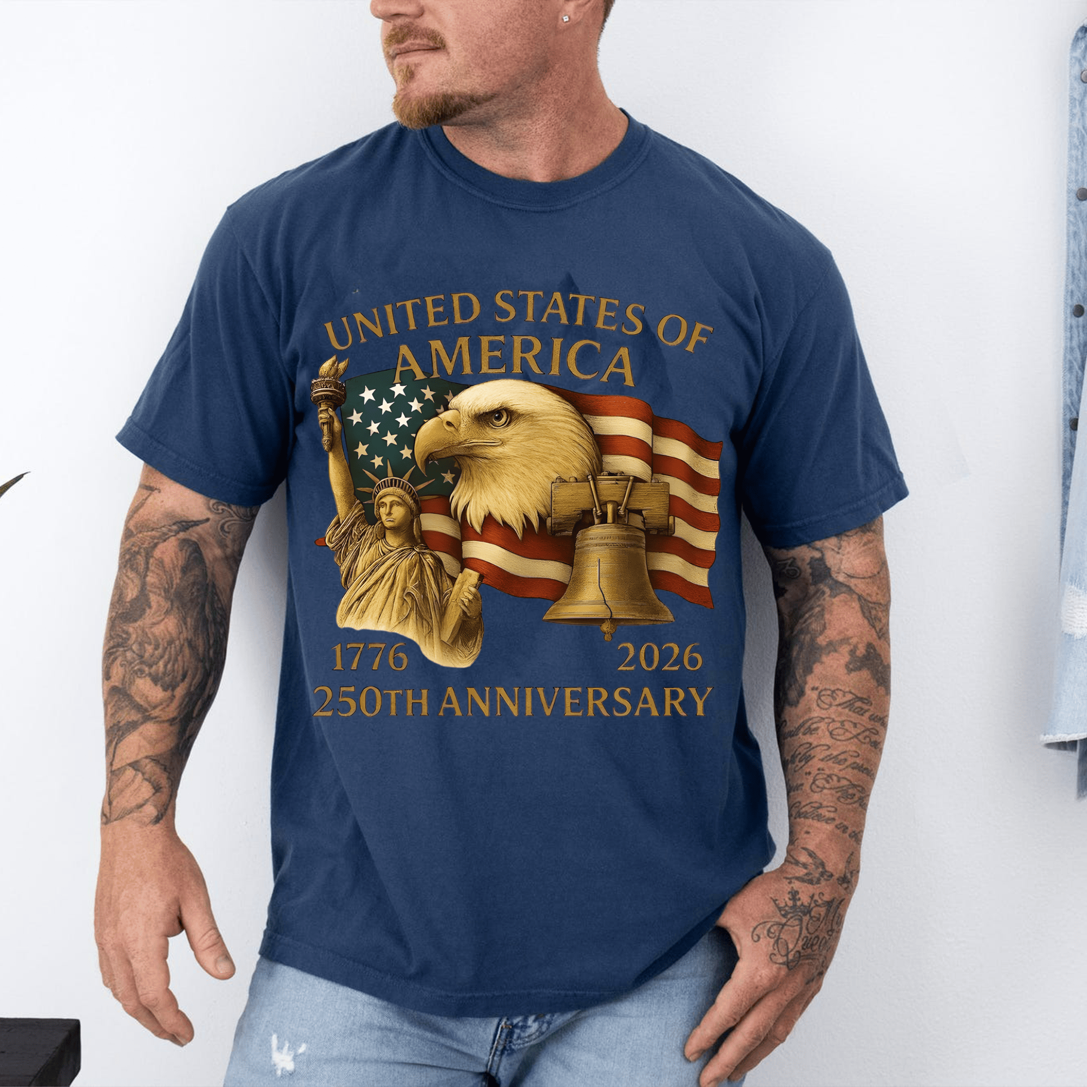 Eagle US Of America 250th Anniversary T-shirt 1776 2026 Clothing Gifts For Veteran Dad - Tradiviet - Image 4