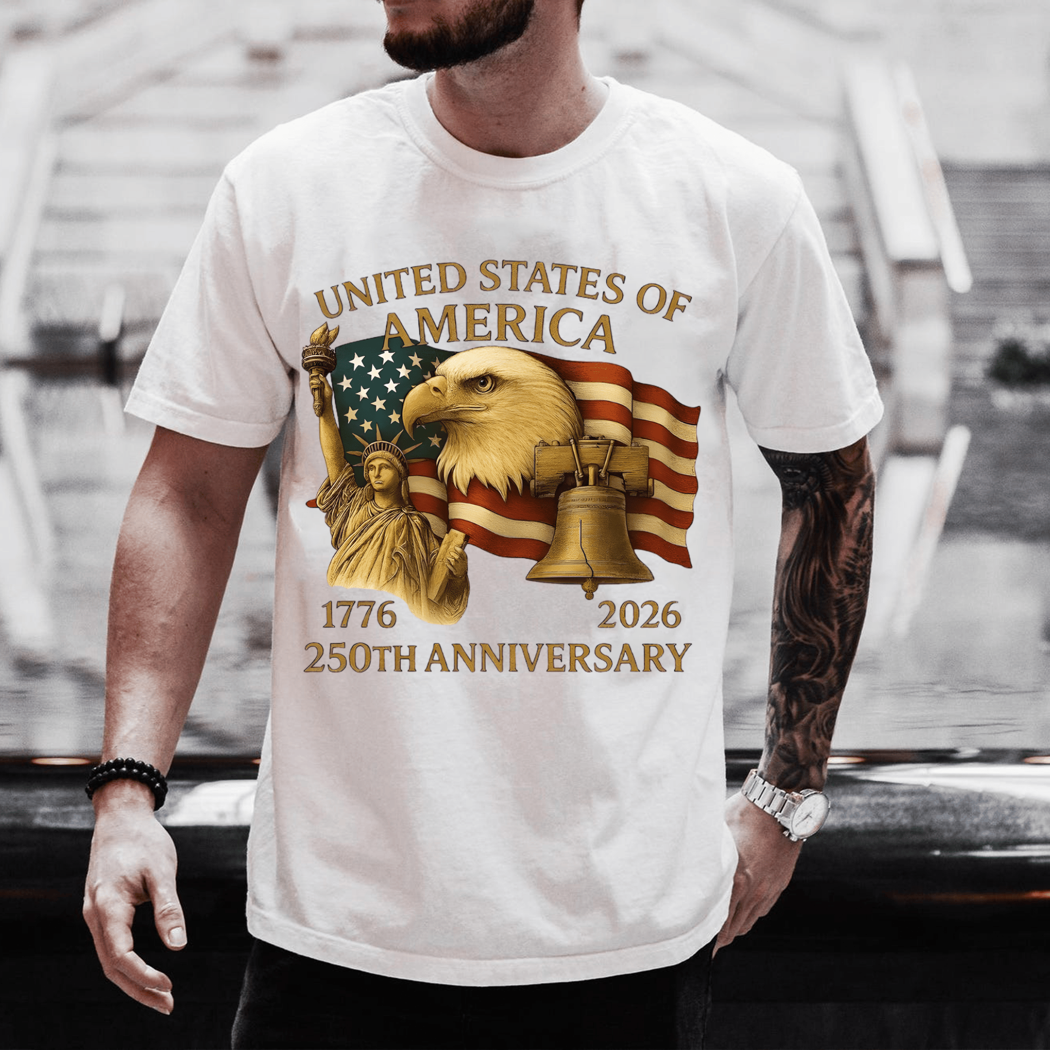 Eagle US Of America 250th Anniversary T-shirt 1776 2026 Clothing Gifts For Veteran Dad - Tradiviet - Image 2