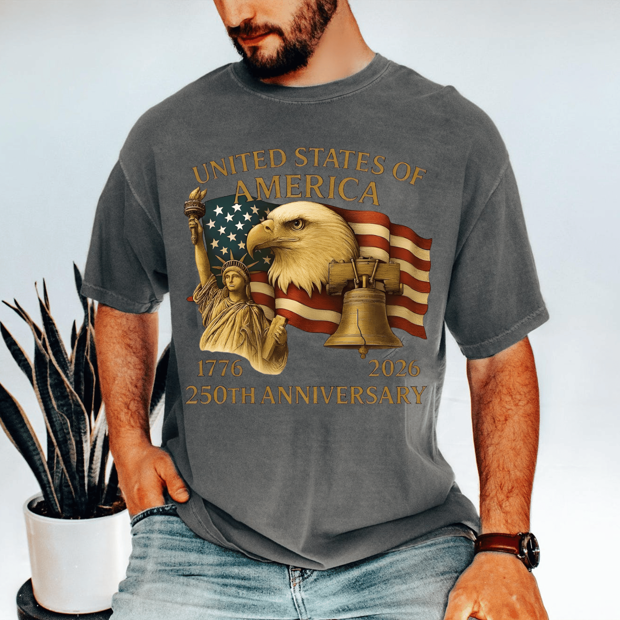 Eagle US Of America 250th Anniversary T-shirt 1776 2026 Clothing Gifts For Veteran Dad - Tradiviet - Image 3