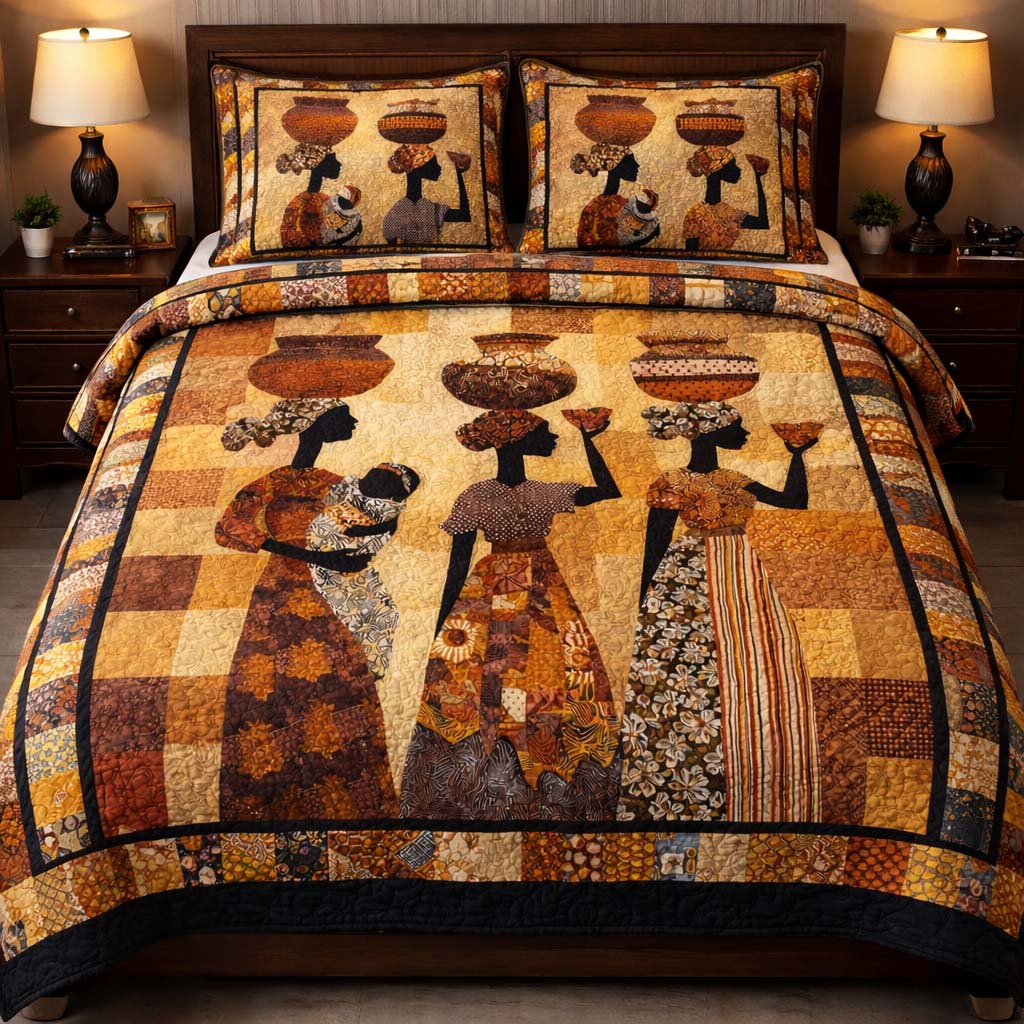 Earth Mother Legacy Quilted Bedding Set Mens Bedroom Decor Gift For Earth Lovers - Tradiviet