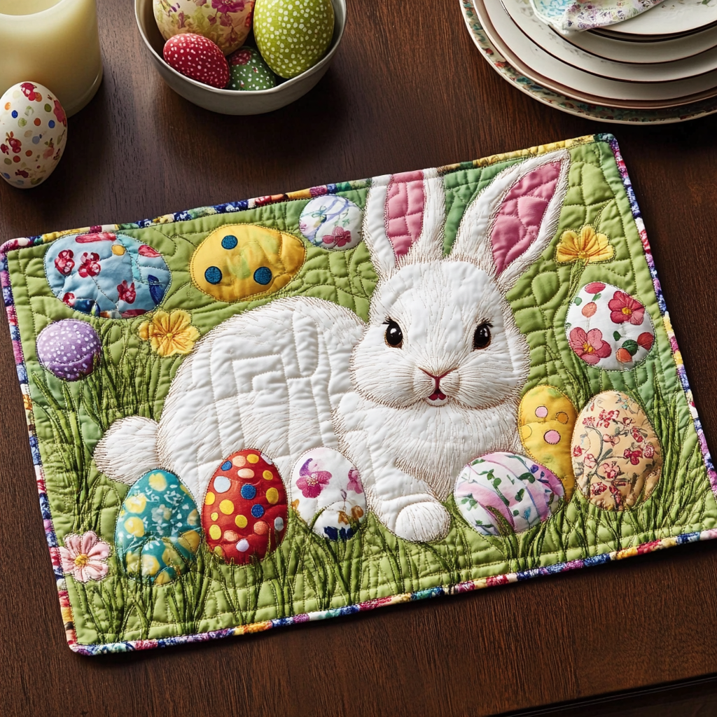 Easter Bloom Quilted Place Mat Sweet Bunny Easter Table Decor Comfort Gift For Loved Ones - Tradiviet