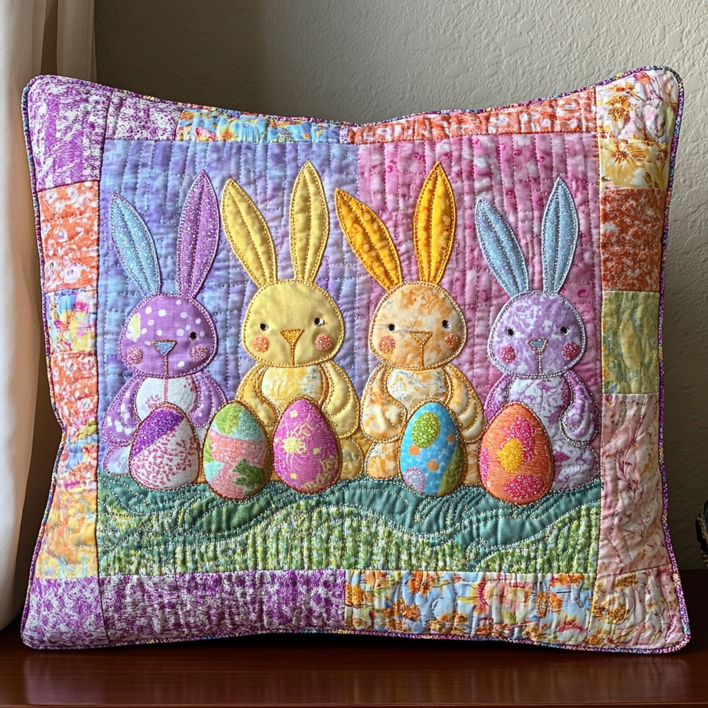 Easter Bunny Quilted Pillow Case Easter Bunny Spring Aesthetic Room Decor Gift For Grandma - Tradiviet