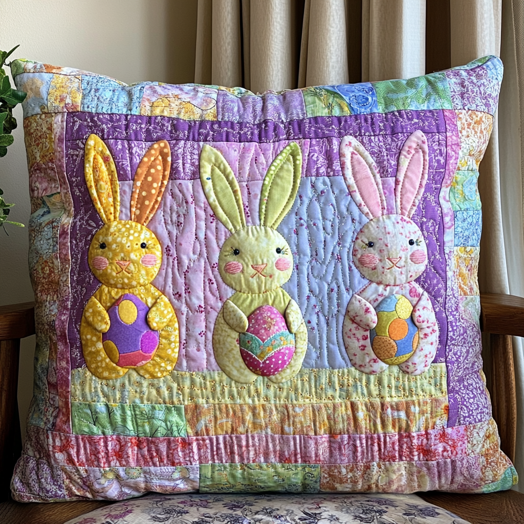 Easter Bunny Quilted Pillow Easter Bunny Spring Aesthetic Room Decor Gift For Family - Tradiviet