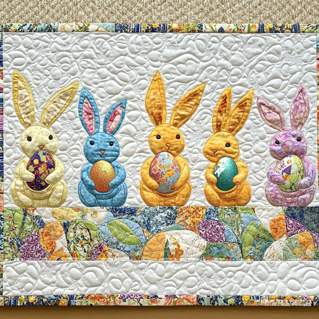 Easter Bunny Quilted Placemats Colorful Easter Bunny Dining Mat Gift For Loved Ones - Tradiviet