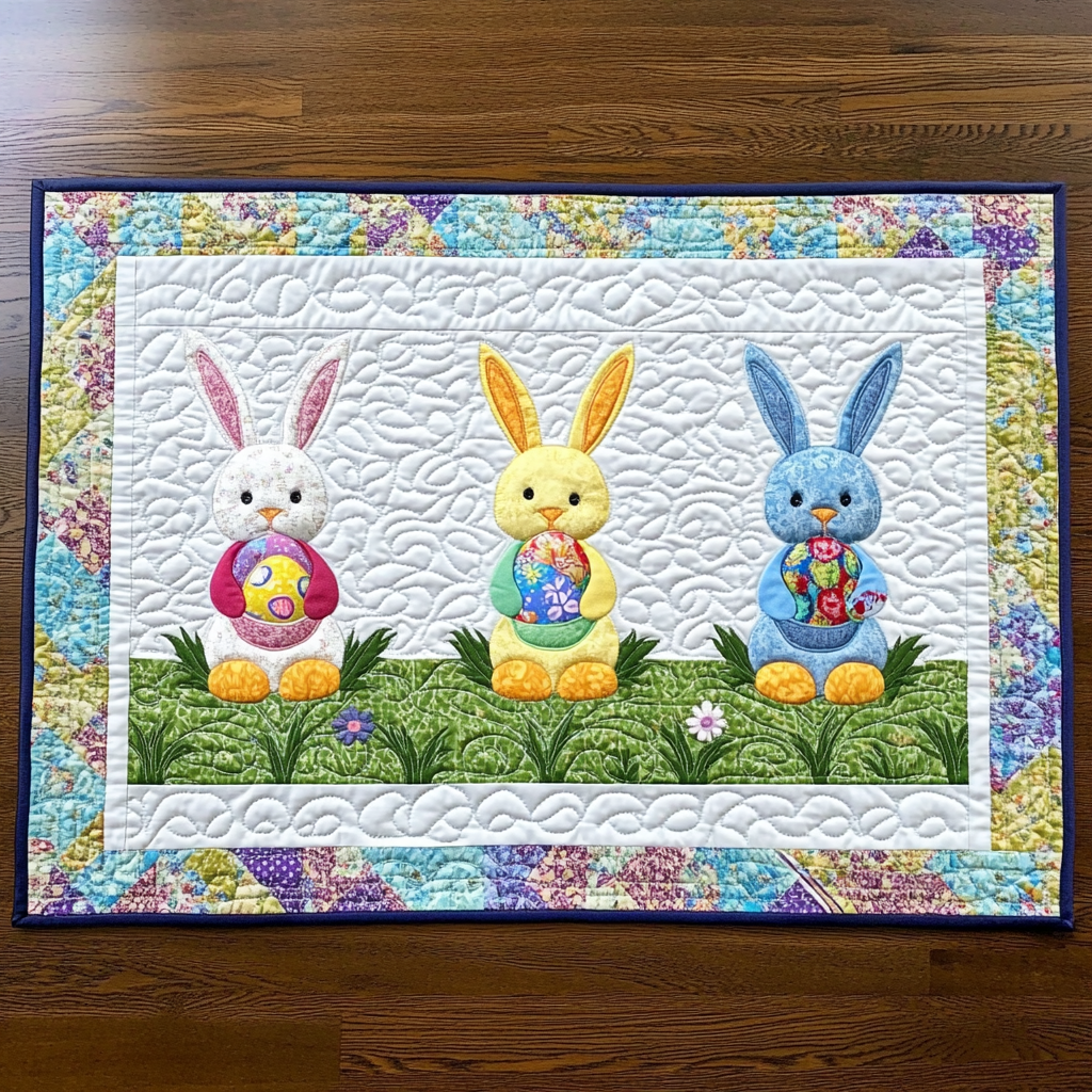 Easter Bunny Quilted Placemats Sweet Bunny Easter Dining Mat Gift for Housewarming - Tradiviet