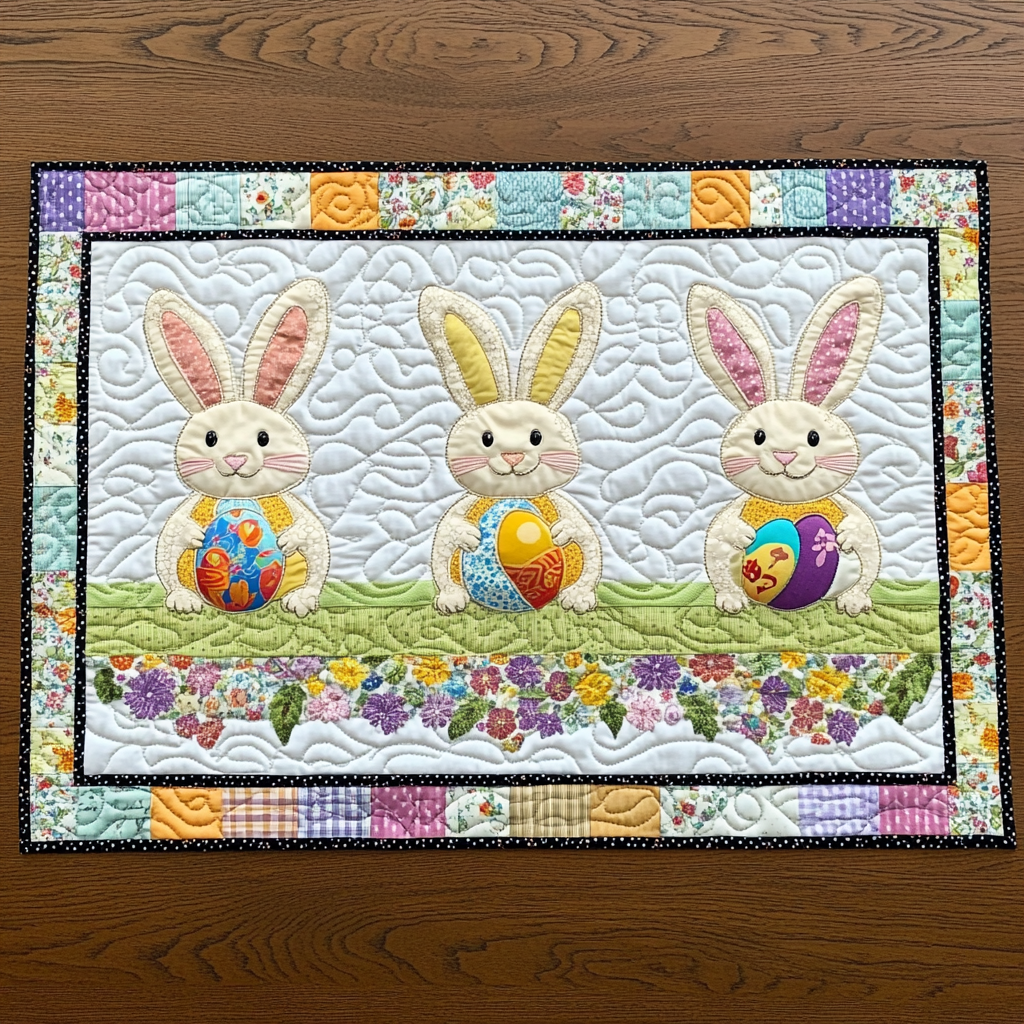 Easter Bunny Quilted Placemats Sweet Bunny Easter Table Mat Eater Day Gift Housewarming Gift - Tradiviet