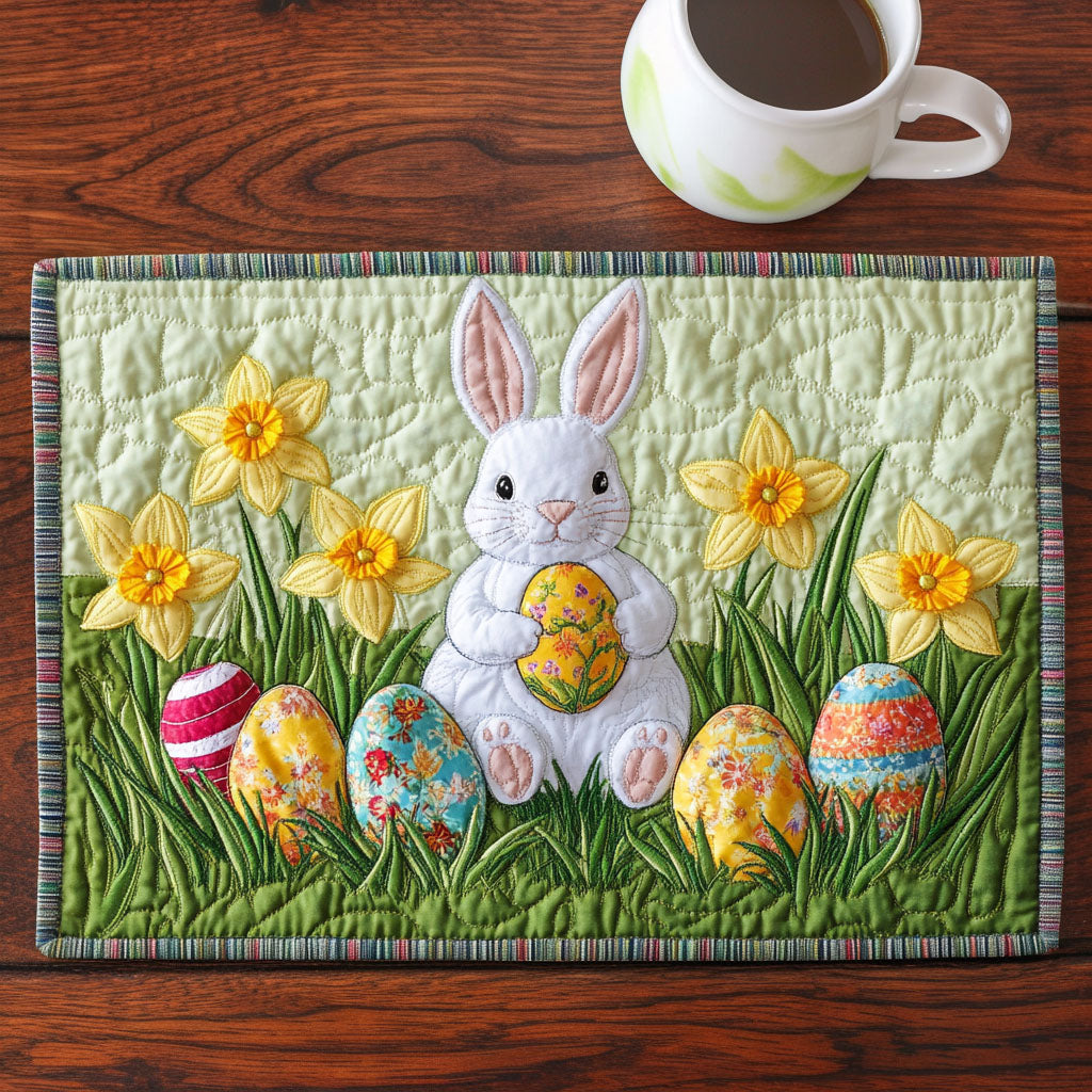 Easter Cheer Quilted Placemat Vintage Easter Bunny Dining Mat Thoughtful Gift For Family - Tradiviet