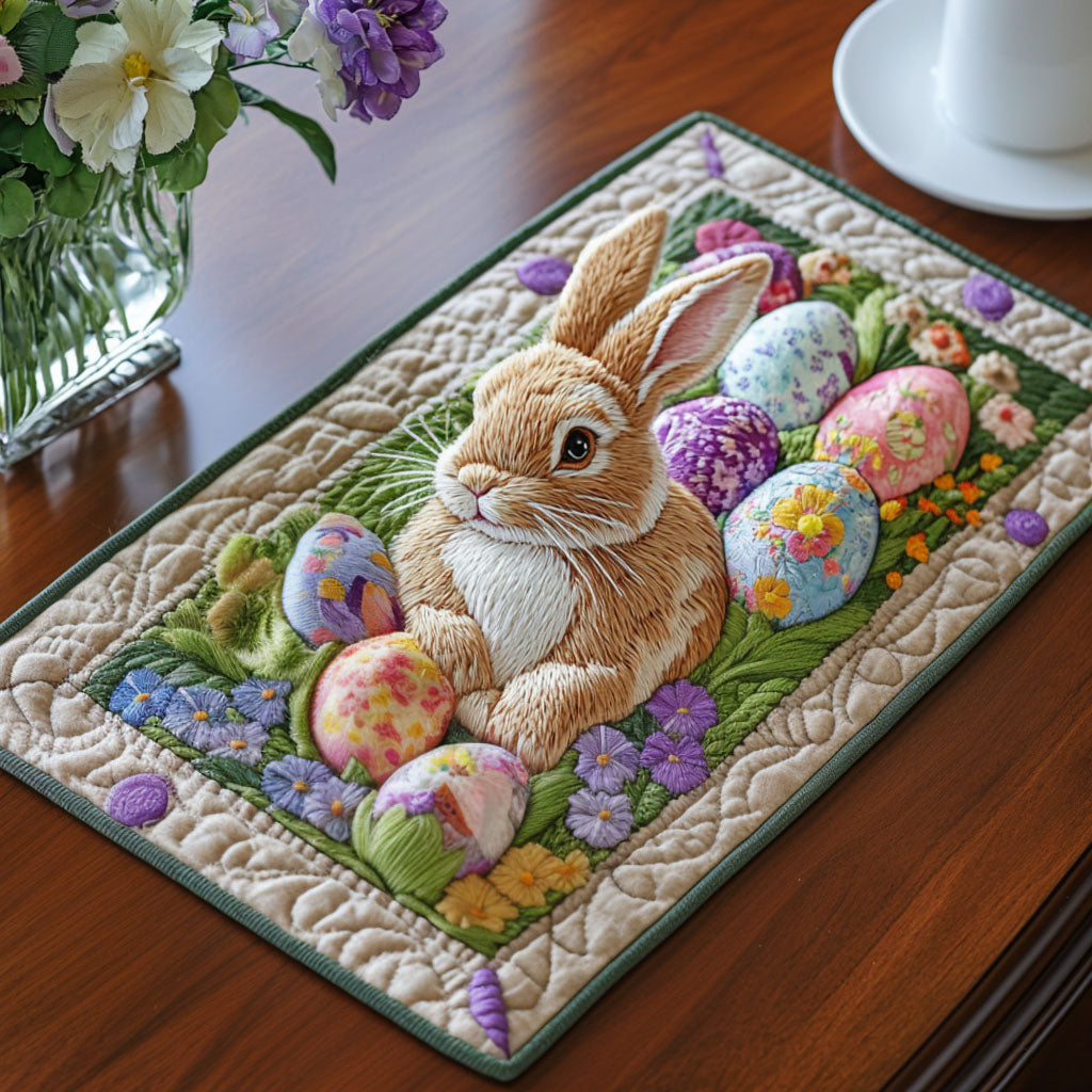 Easter Delight Quilted Placemat Vintage Easter Bunny Table Mat Thoughtful Gift For Wife - Tradiviet