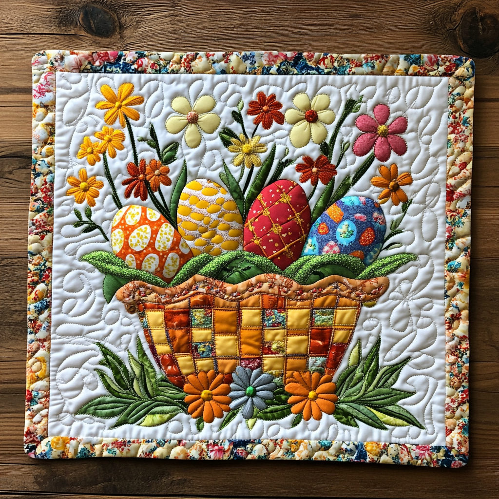 Easter Egg Quilted Placemats Colorful Easter Egg Home Decor New Home Gift - Tradiviet