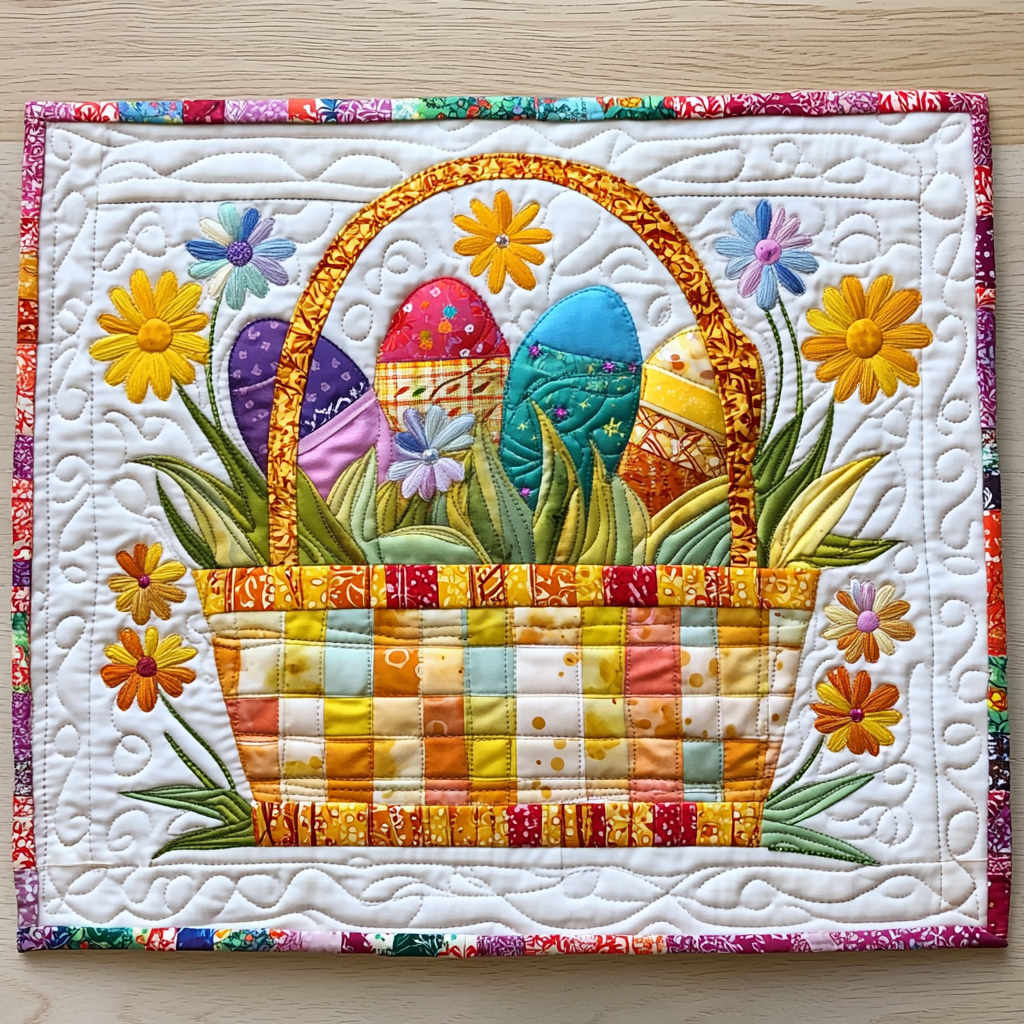 Easter Egg Quilted Placemats Spring Festival Easter Table Decor Comfortable Gift For Her - Tradiviet