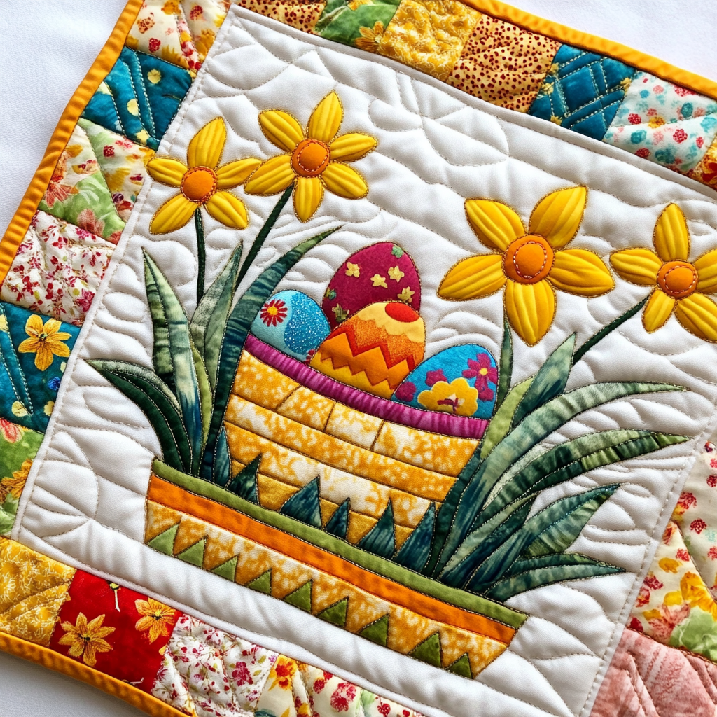 Easter Egg Quilted Placemats Spring Festival Easter Table Mat Thoughtful Gift for Hostess - Tradiviet