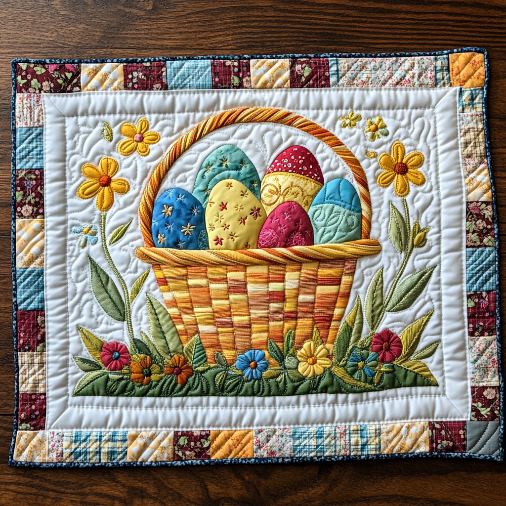 Easter Egg Quilted Placemats Vintage Easter Egg Cottage Table Mat Unique Gift for Moms - Tradiviet