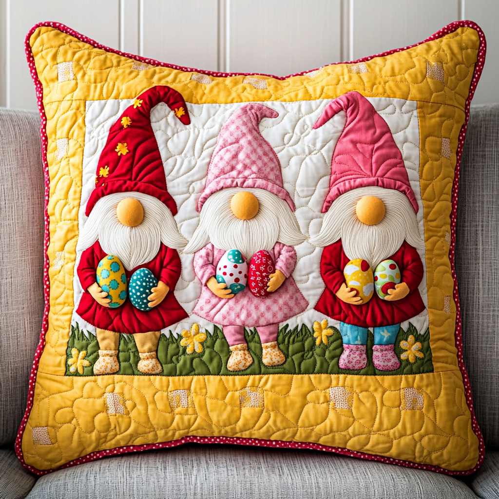 Easter Gnome Quilted Pillow Case Cute Gnome Living Room Perfect Cozy Gift Idea - Tradiviet