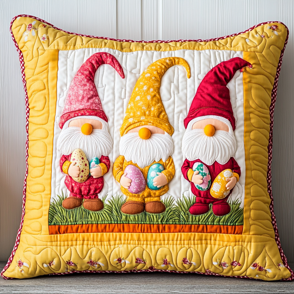 Easter Gnome Quilted Pillow Case Cute Gnome Living Room Unique Gift for Grandma - Tradiviet