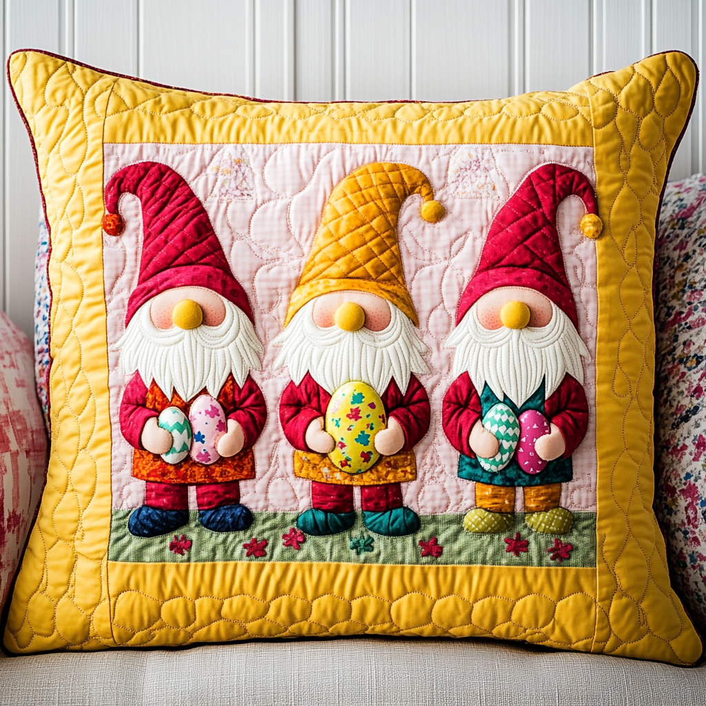 Easter Gnome Quilted Pillow Case Handcrafted Gnome Living Room Perfect Gift For Friends - Tradiviet