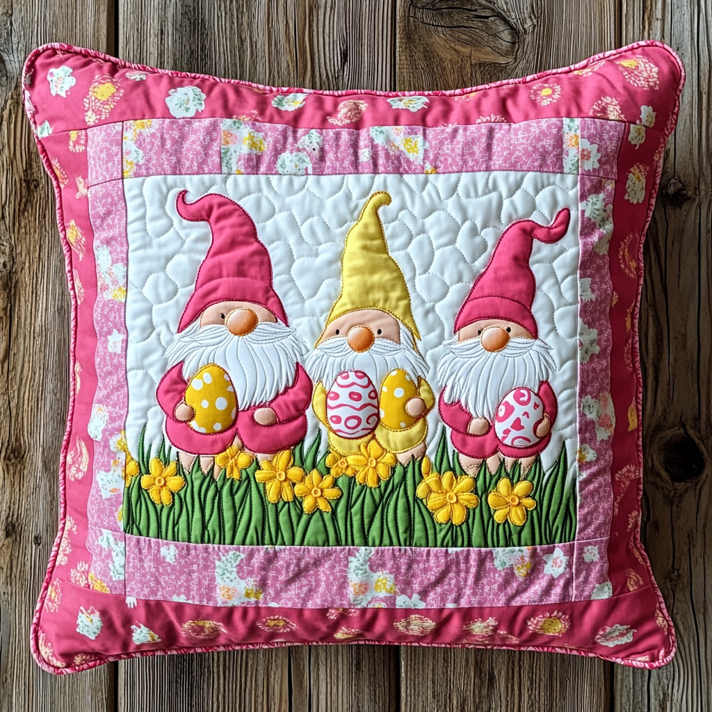 Easter Gnome Quilted Pillow Case Vibrant Gnome Bedroom Decor Gift For Friends - Tradiviet