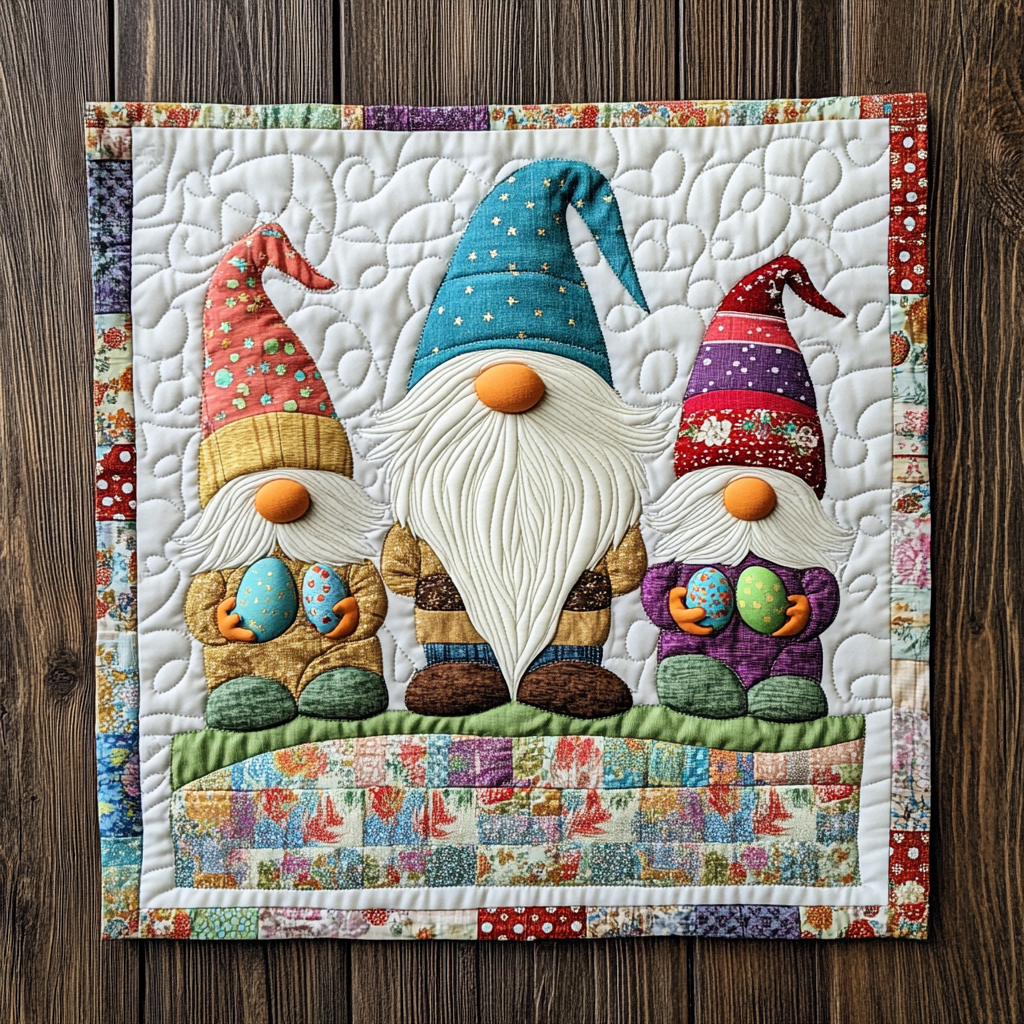 Easter Gnome Quilted Placemats Colorful Gnome Home Table Mat Snuggly Gift For Her - Tradiviet