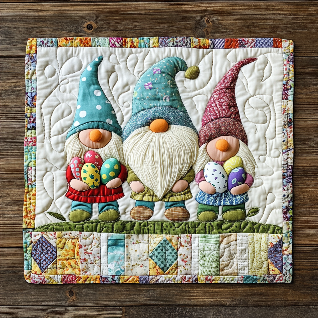 Easter Gnome Quilted Placemats Colorful Gnome Table Mat Soft Gift For Mom - Tradiviet