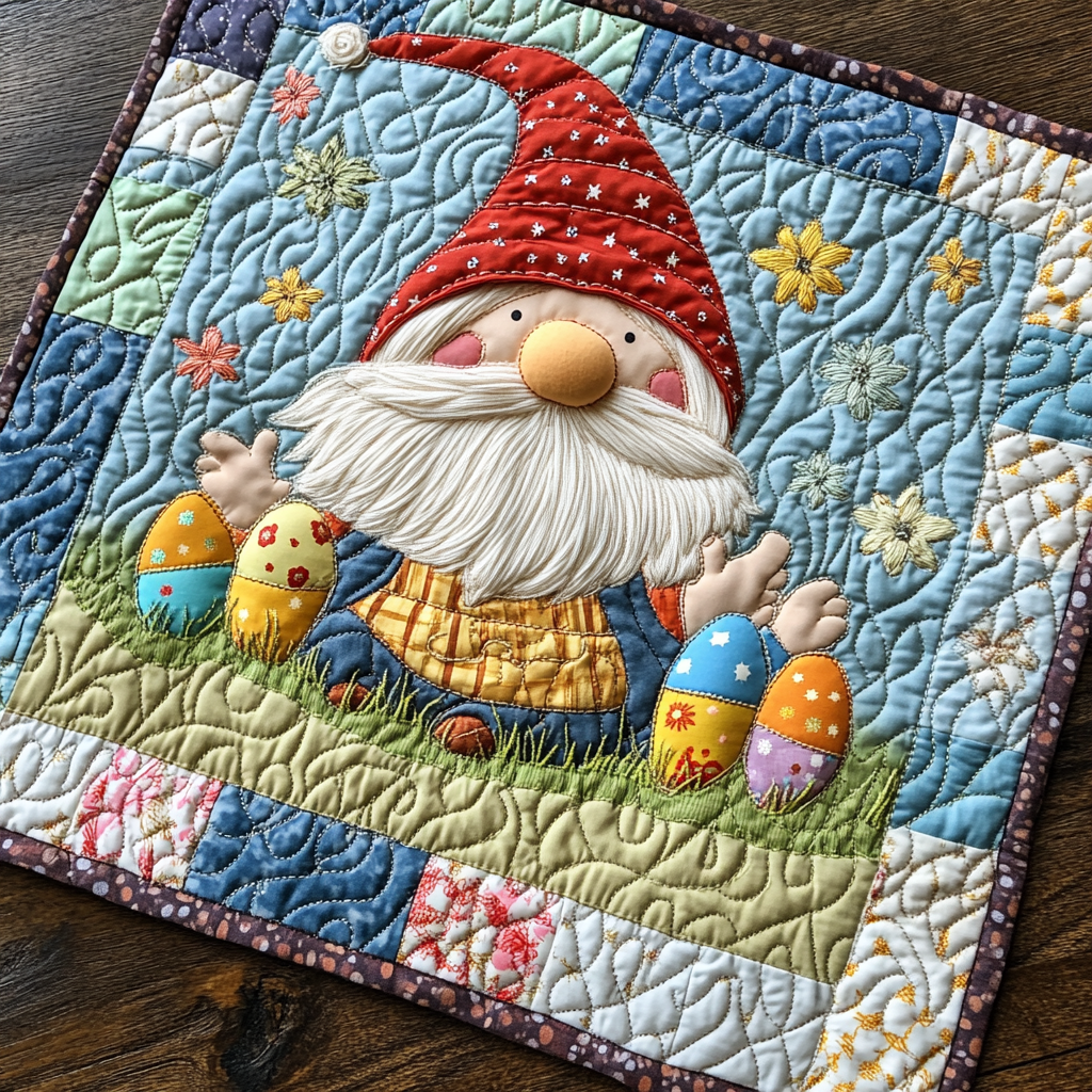 Easter Gnome Quilted Placemats Handcrafted Gnome Dining Mat Unique Gift For Grandma - Tradiviet