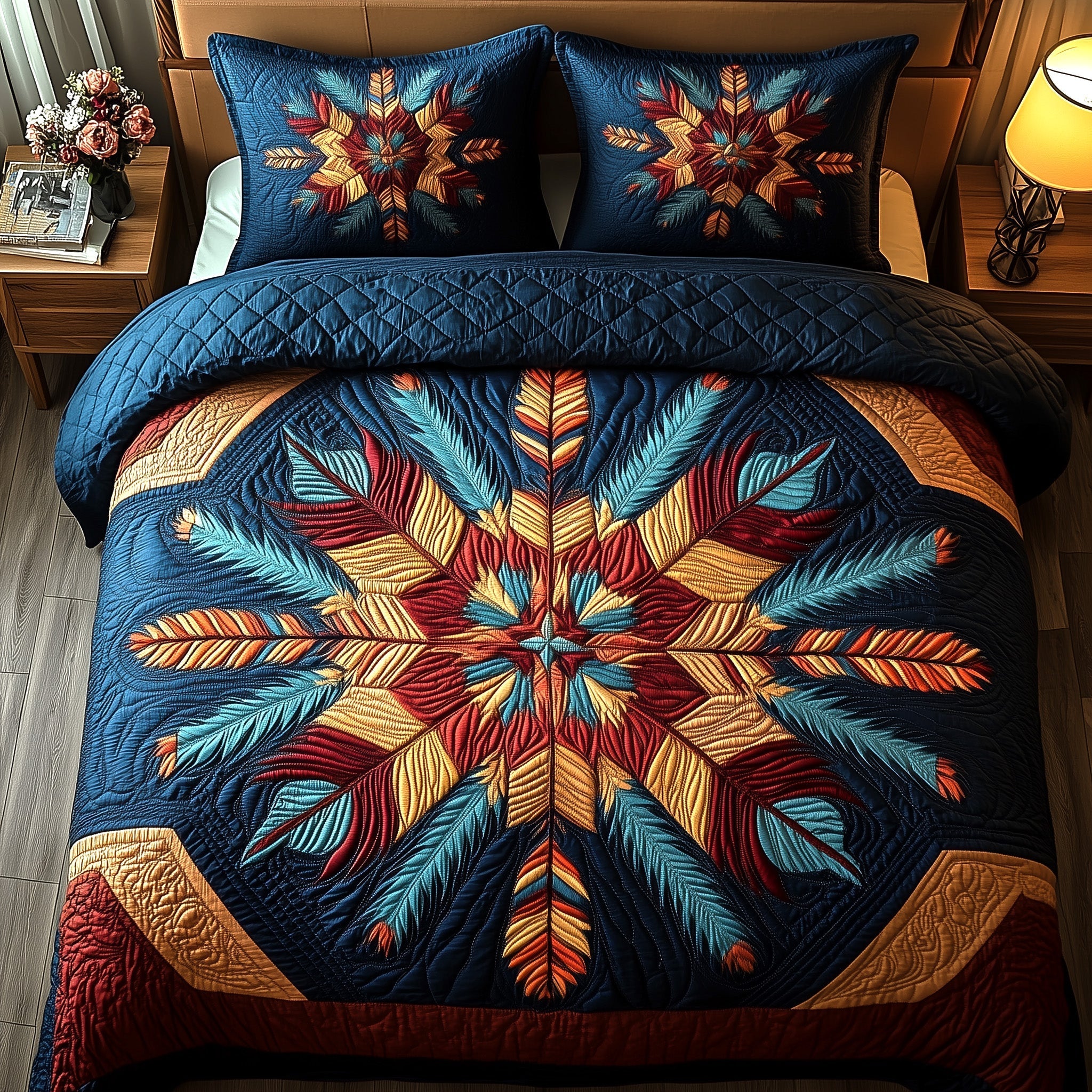 Echoes of the Tribe Quilted Bedding Set Holiday Decorations Father's Day Gift Ideas - Tradiviet