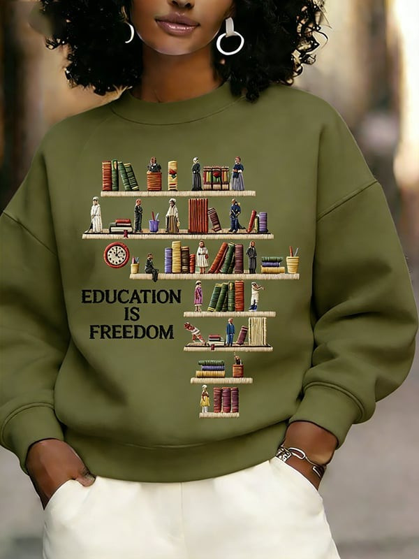 Education Is Freedom Sweatshirt Inspirational Black History Crewneck Gift For Her - Tradiviet - Image 2