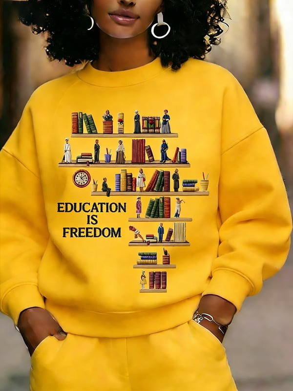 Education Is Freedom Sweatshirt Inspirational Black History Crewneck Gift For Her - Tradiviet - Image 4