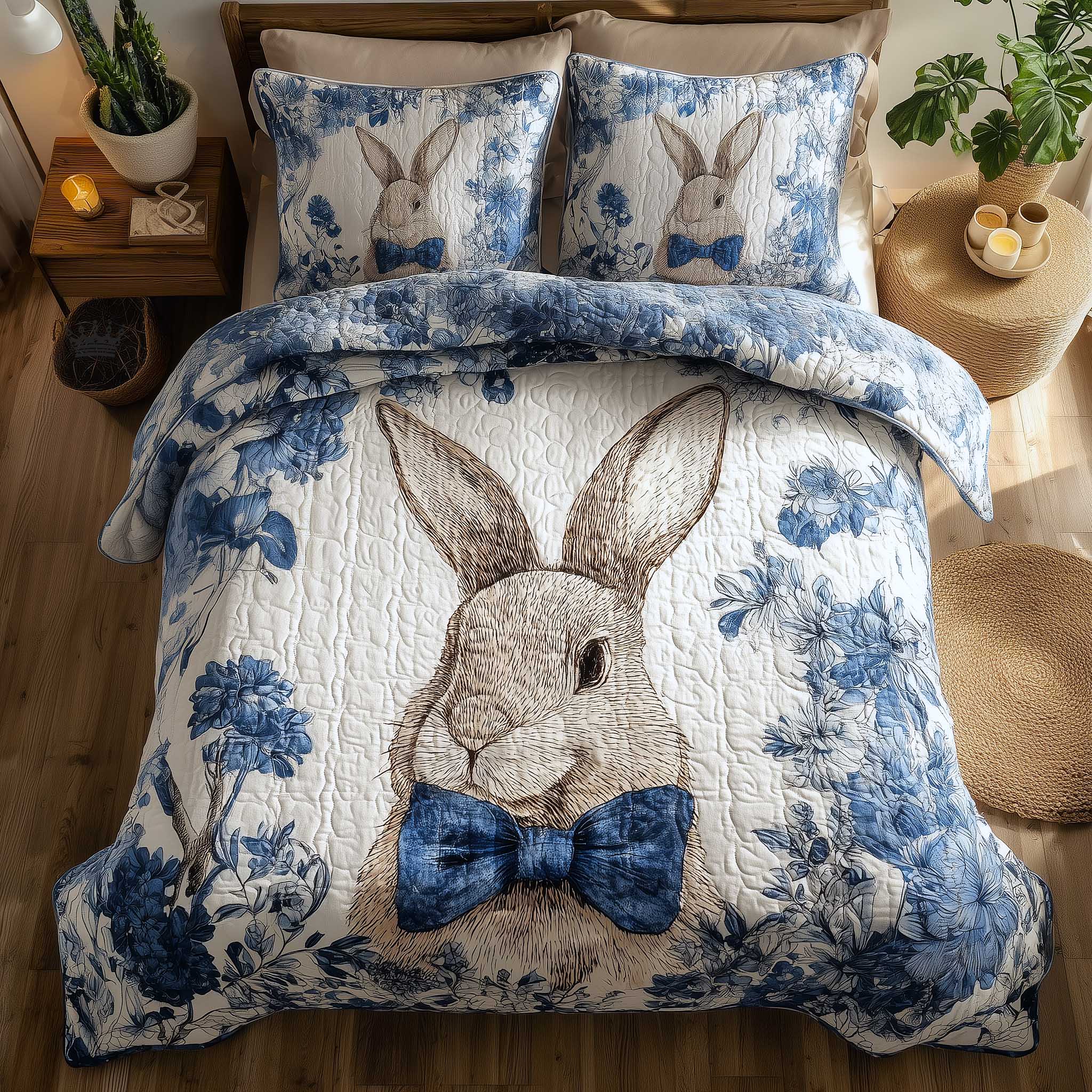Egg Charm Quilted Bedding Set Holiday Home Decor Cute Egg Gift For New Home - Tradiviet