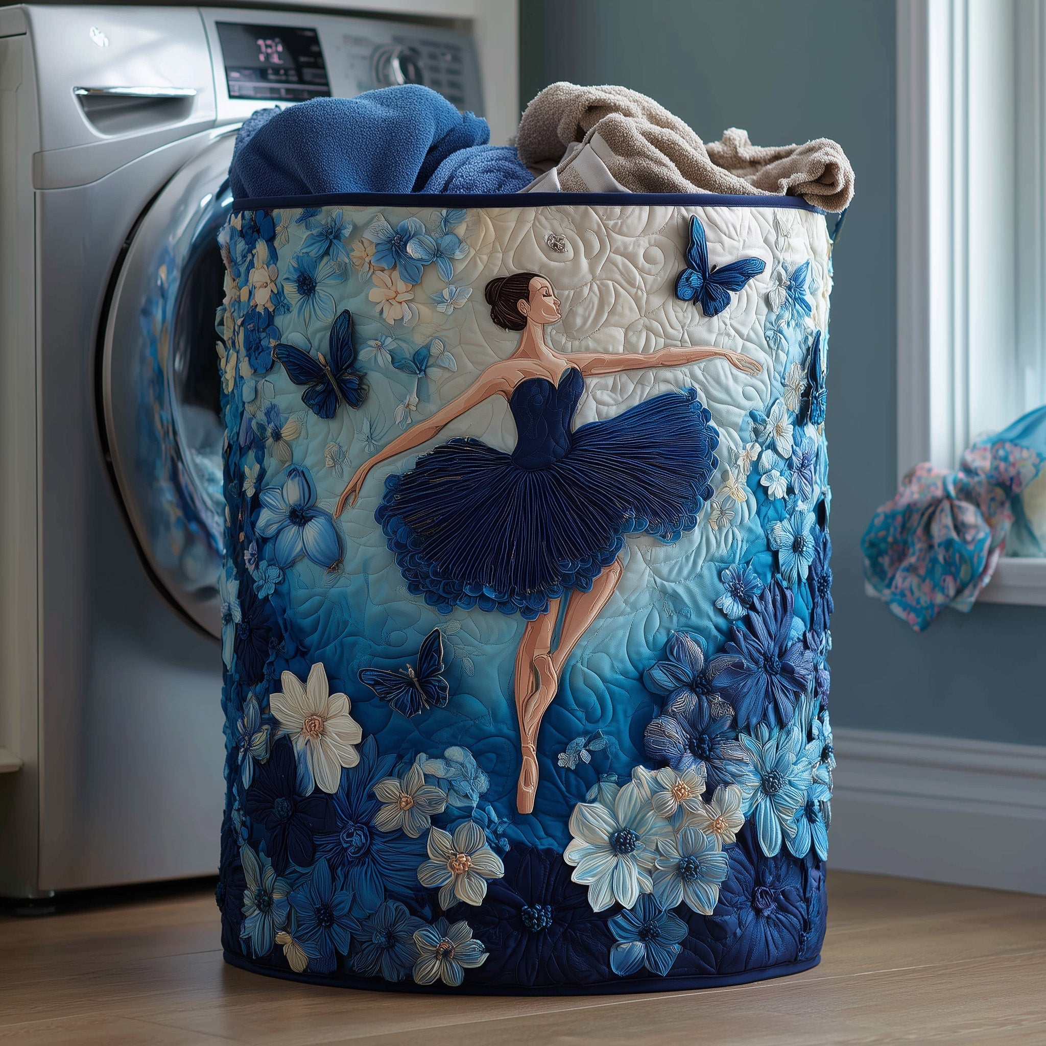 Elegant Ballerina Quilted Laundry Basket Cute Room Decor Unique Mother's Day Gifts - Tradiviet
