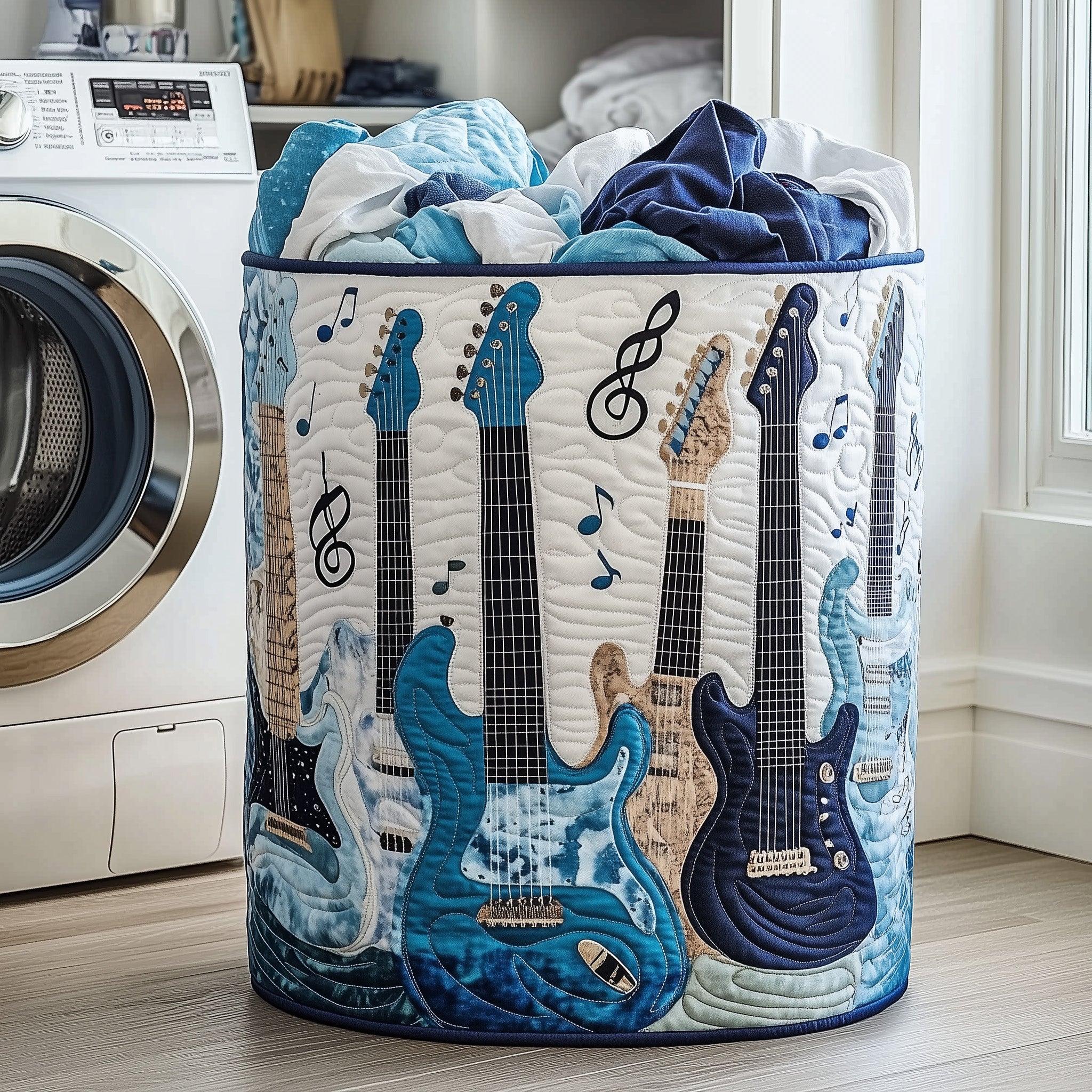 Elegant Guitar Quilted Laundry Basket Nice Storage Baskets Best Mothers Day Gifts - Tradiviet