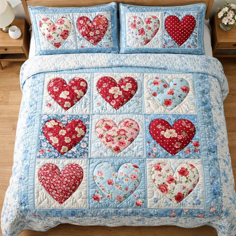 Elegant Heart Quilted Bedding Set Holiday Home Decor Ideas Elegant Heart Gift For Her - Tradiviet