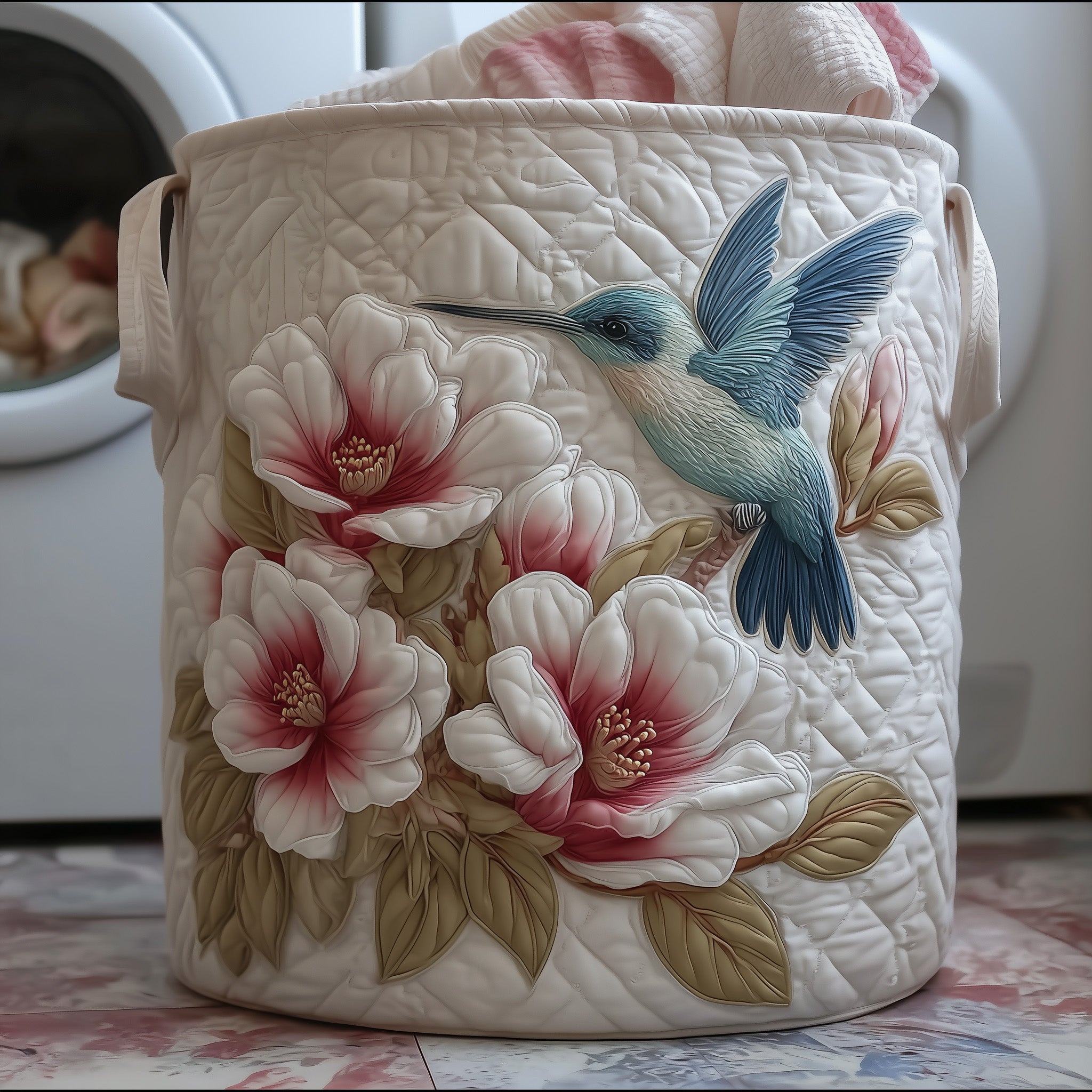 Elegant Hummingbird Quilted Laundry Basket Cool Laundry Hamper Gifts For Your Sister In Law - Tradiviet