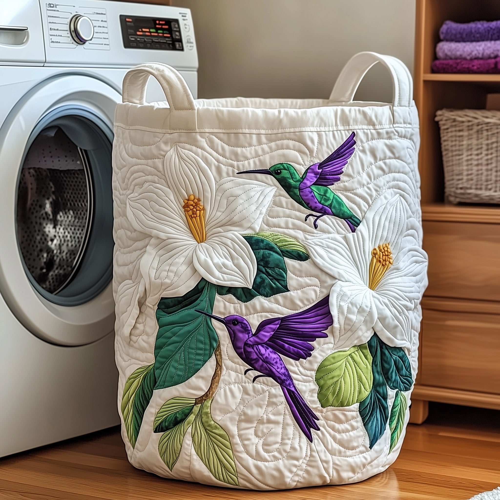 Elegant Magnolia Quilted Laundry Basket Adorable Laundry Basket Happy Fathers Day - Tradiviet