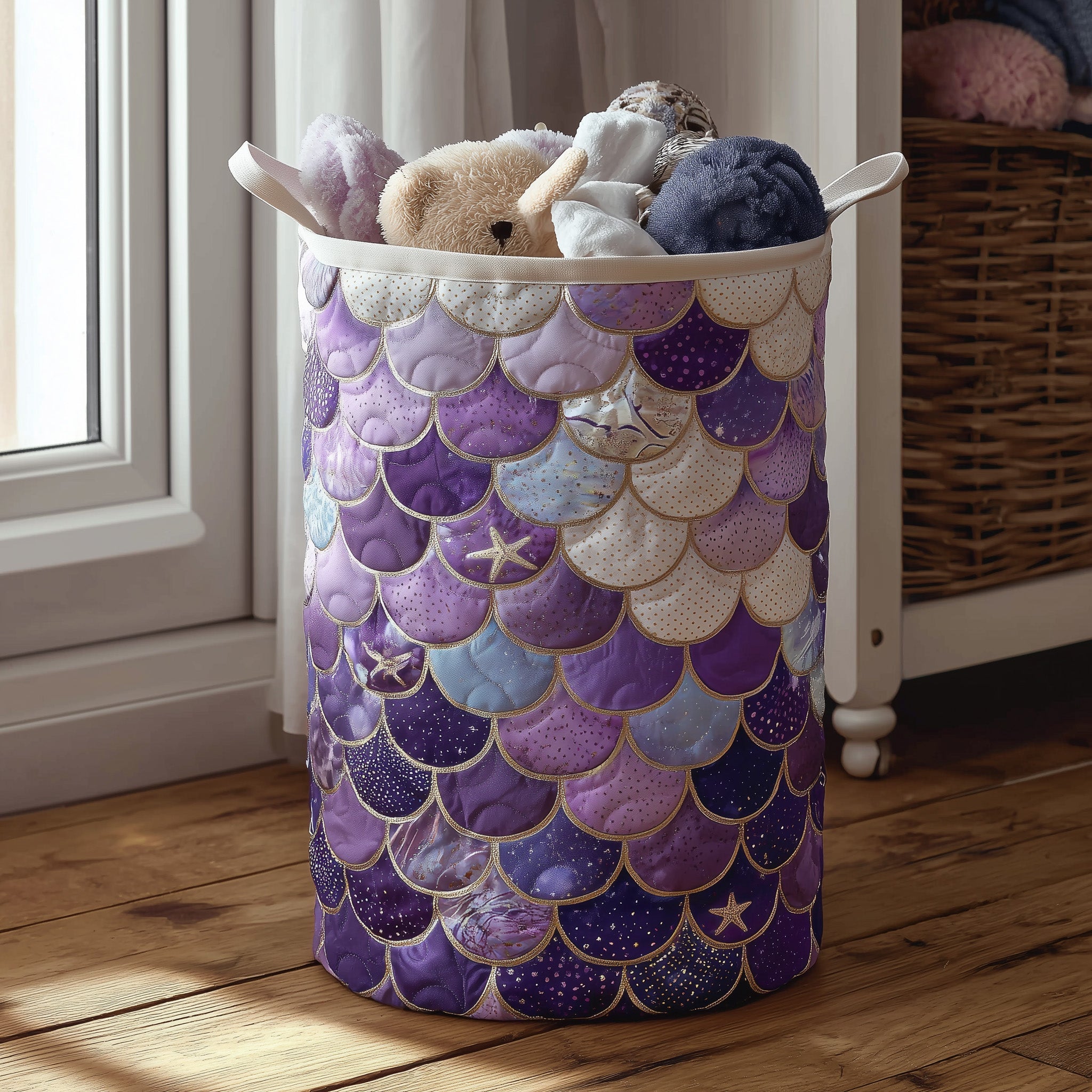 Elegant Mermaid Quilted Laundry Basket Funny Baskets Dad Gifts - Tradiviet