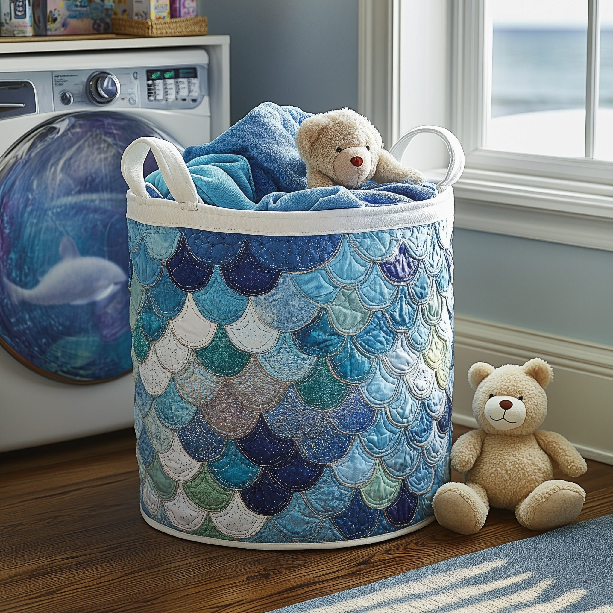 Elegant Mermaid Quilted Laundry Basket Holiday Room Decor Mother's Day Gifts For Wife - Tradiviet