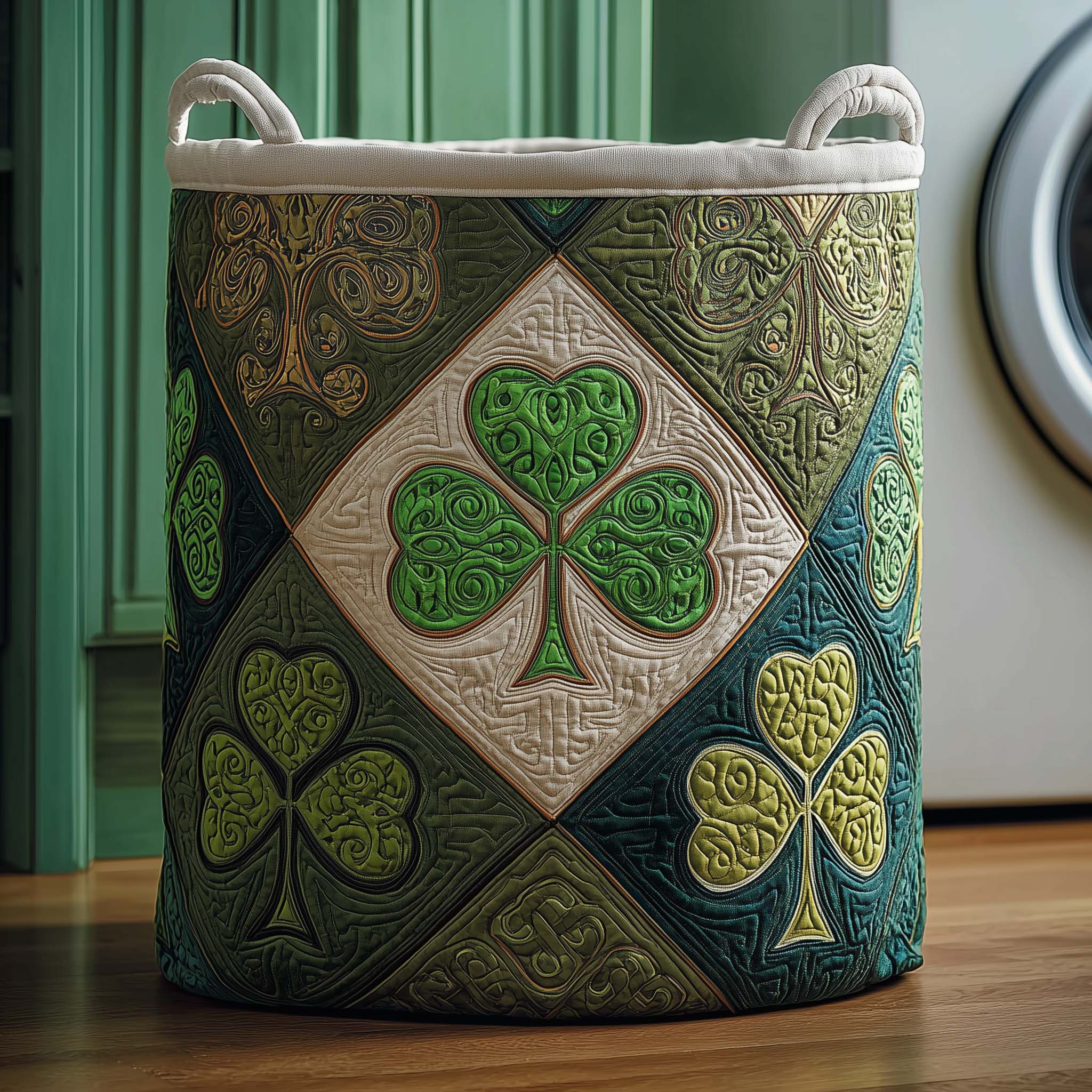 Emerald Quilt Quilted Laundry Basket Cute Storage Baskets Father's Day Ideas - Tradiviet