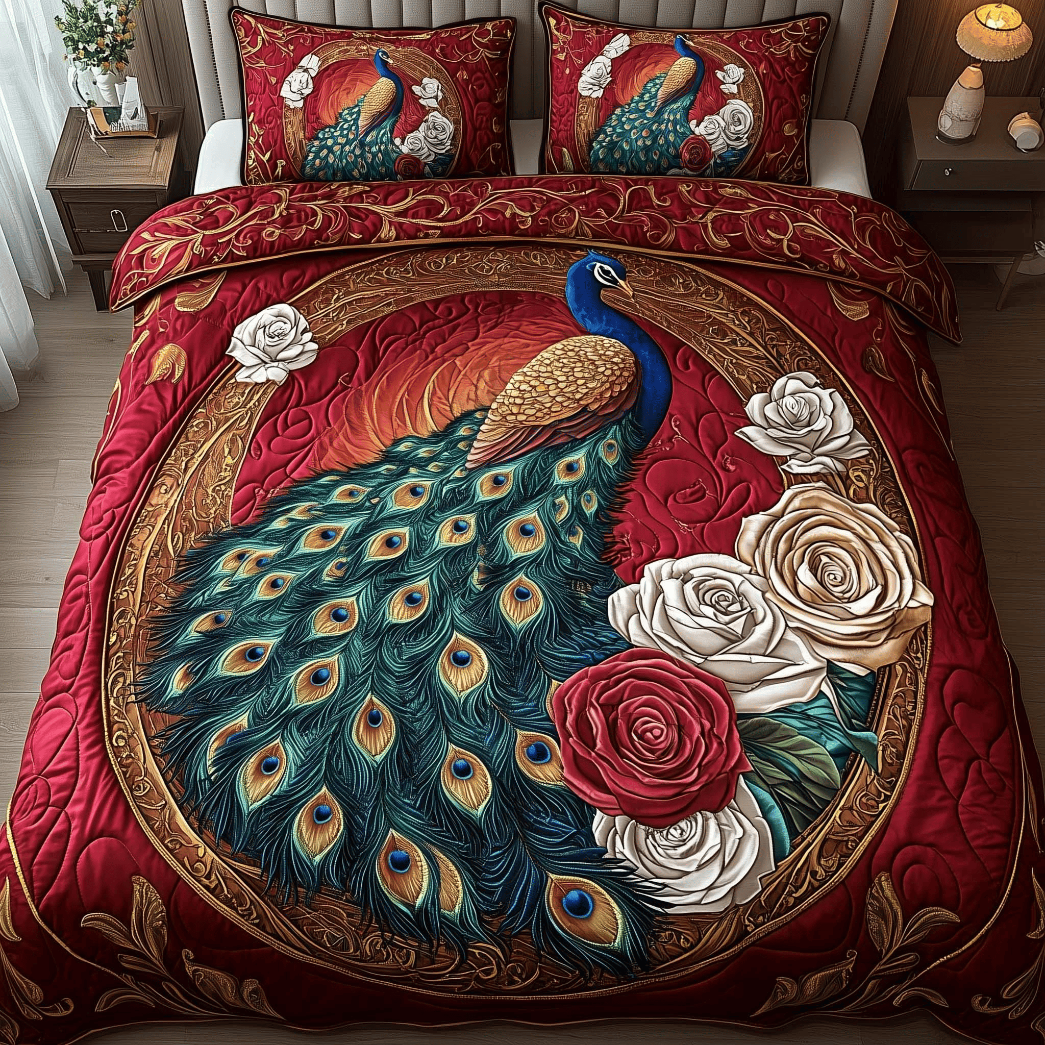 Emperial Peacock Bedding Set Quilt Elegant Duvet Covers For Peacock Lovers