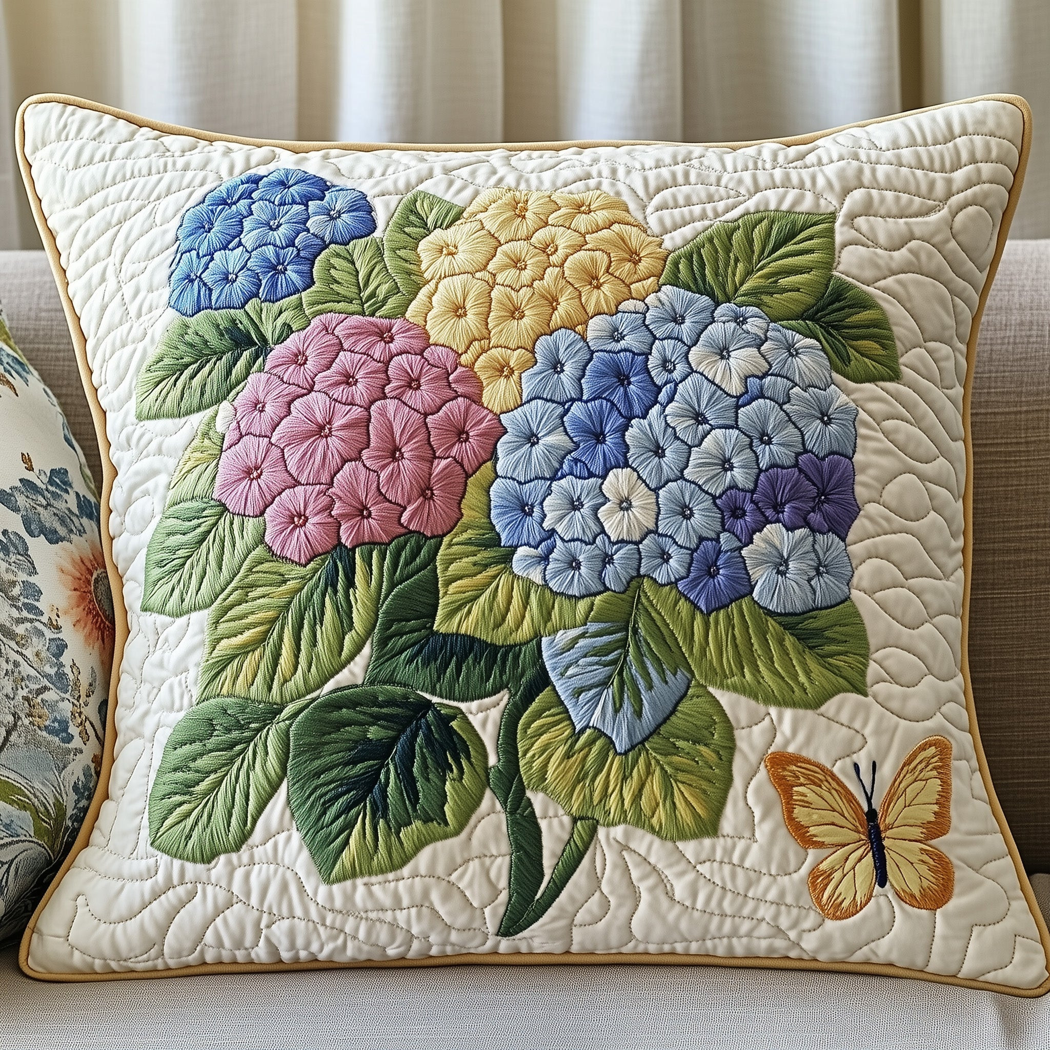 Enchanted Hydrangea Escape Quilted Pillow Cover Flower Lover Pillow Gifts For Mom - Tradiviet