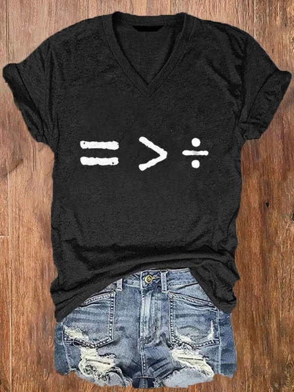 Equality Greater Than Division V-Neck T-Shirt Social Justice Statement Clothing Gift For Her - Tradiviet