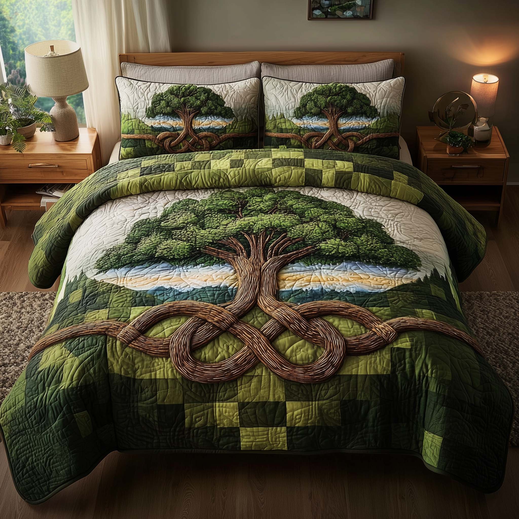 Eternal Roots Quilted Bedding Set Holiday House Decorations Best Gifts For Mom - Tradiviet
