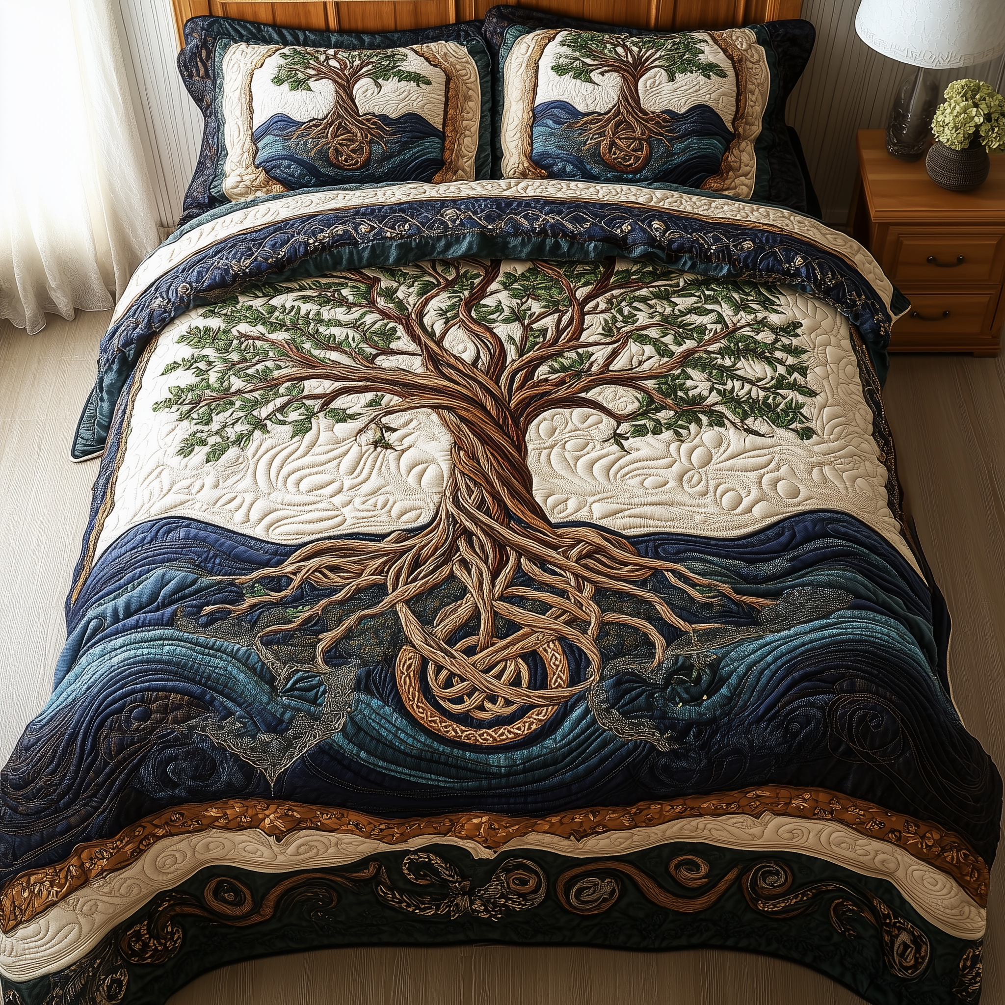 Eternal Tree Of Life Quilted Bedding Set Holiday Home Decor Ideas Gift For Nature Lovers Tree of Life - Tradiviet