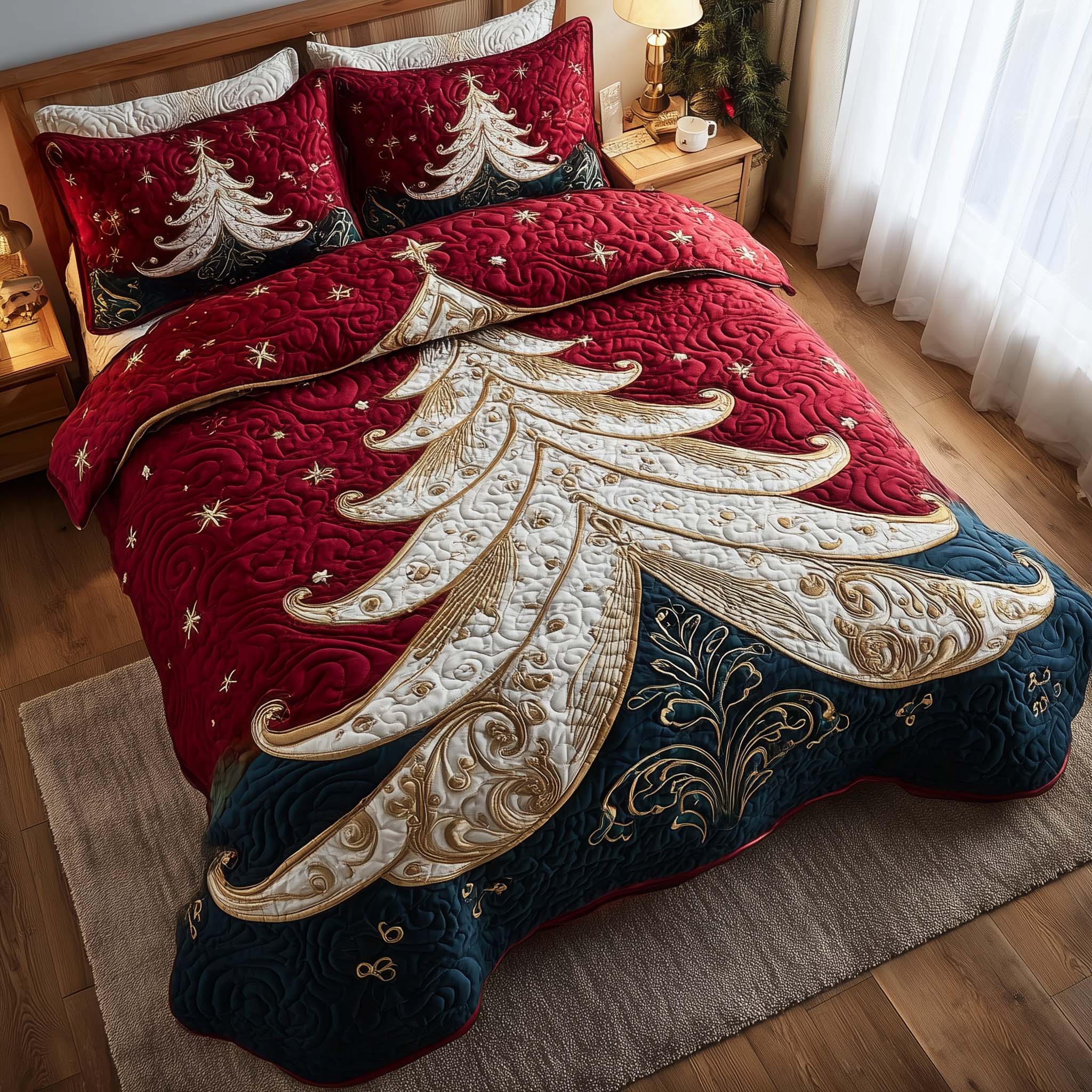 Evergreen Charm Quilted Bedding Set Room Decoration Items Gift For Holiday Enthusiasts - Tradiviet