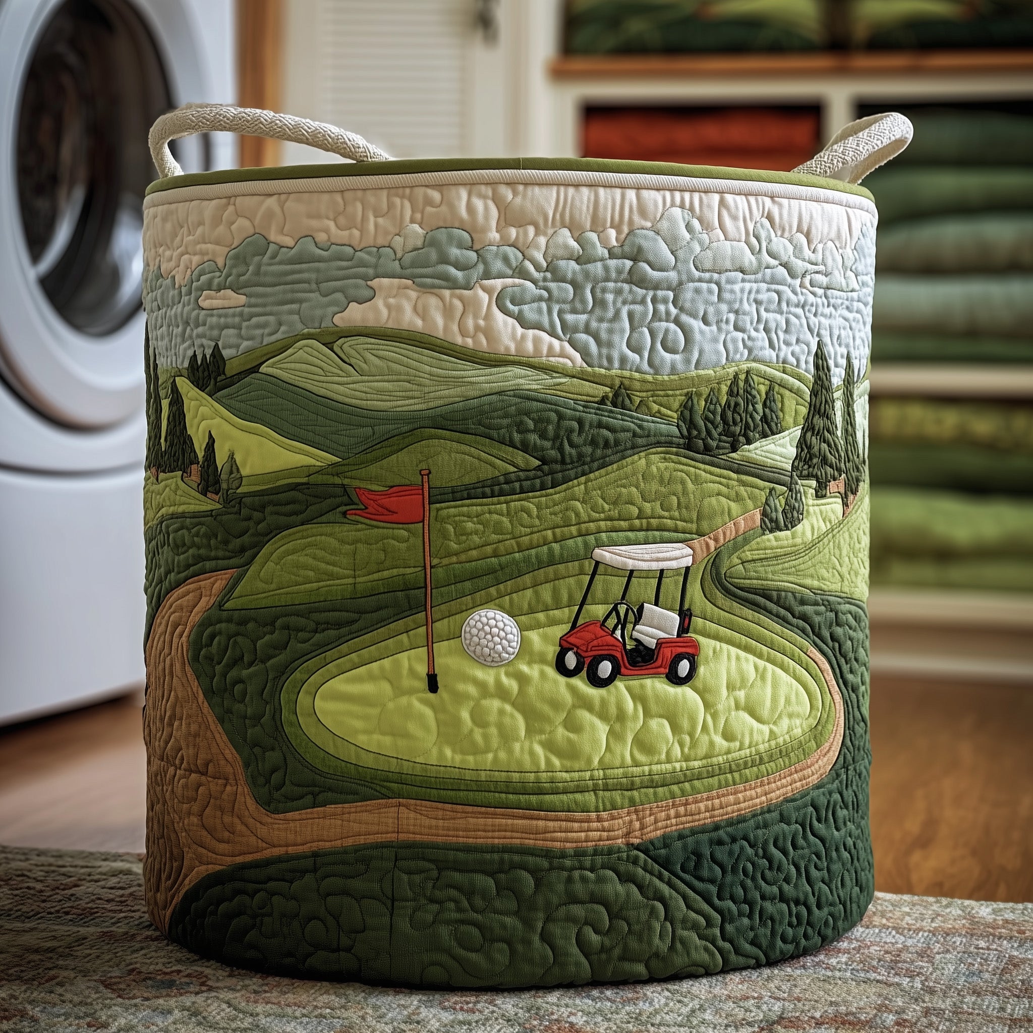 Fairway Dreams Quilted Laundry Basket Funny Baskets Presents For Dad - Tradiviet