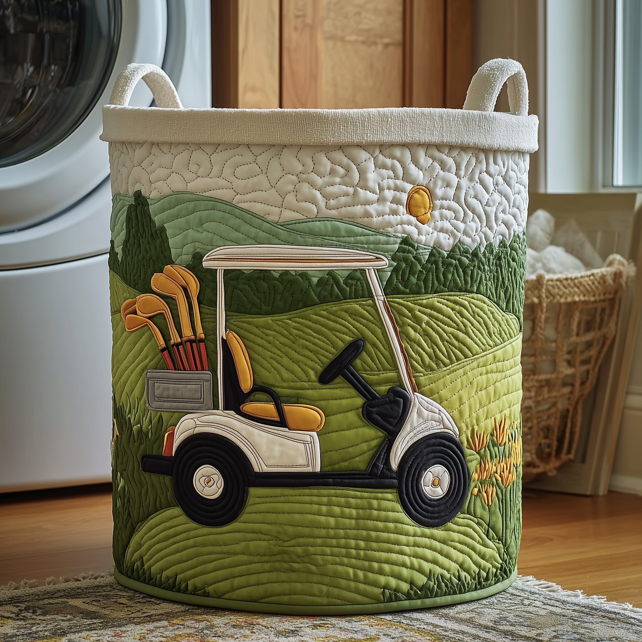 Fairway Dreams Quilted Laundry Basket Holiday Room Decor Best Mothers Day Gifts - Tradiviet