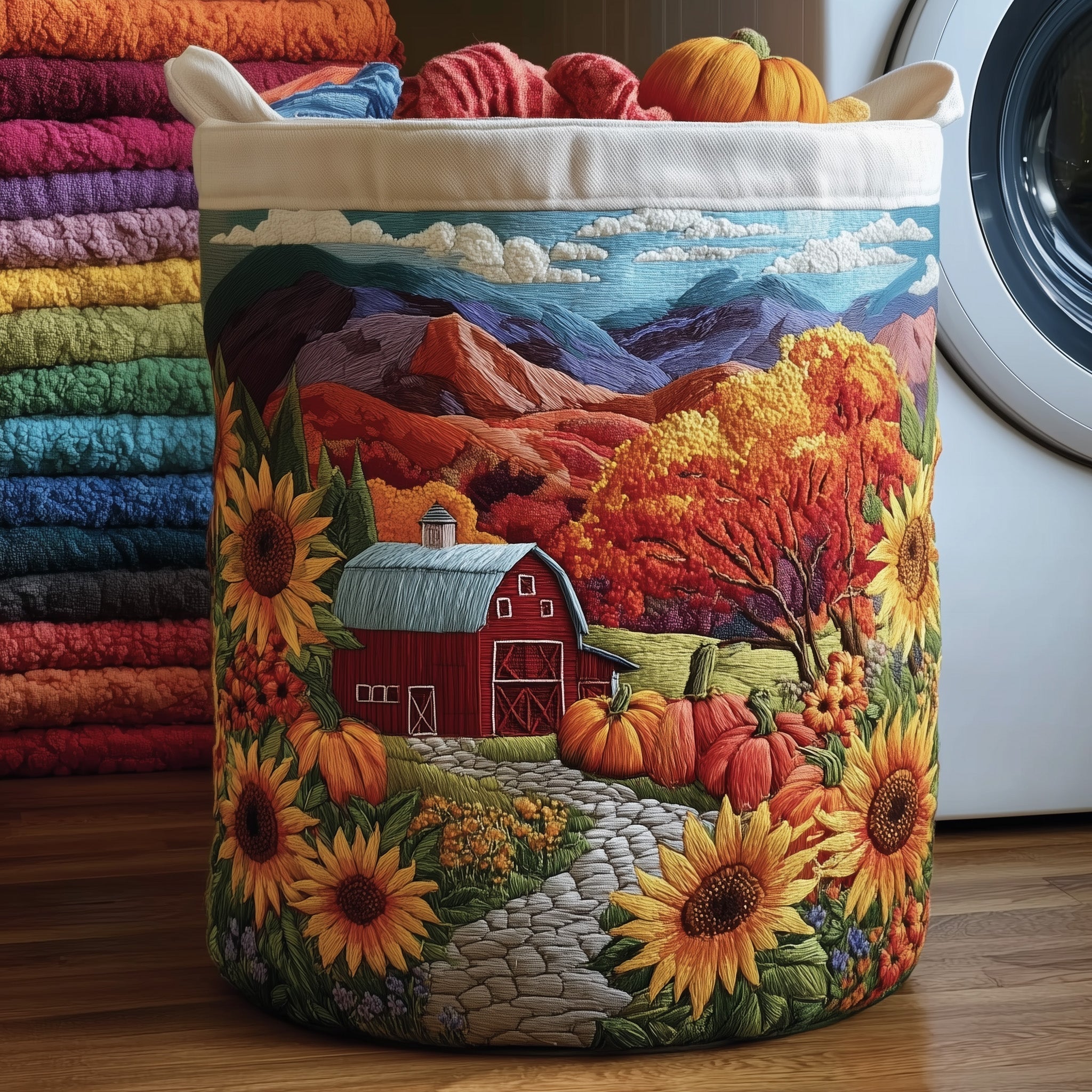 Fall Farm Quilted Laundry Basket Funny Baskets Gifts For Your Brother - Tradiviet