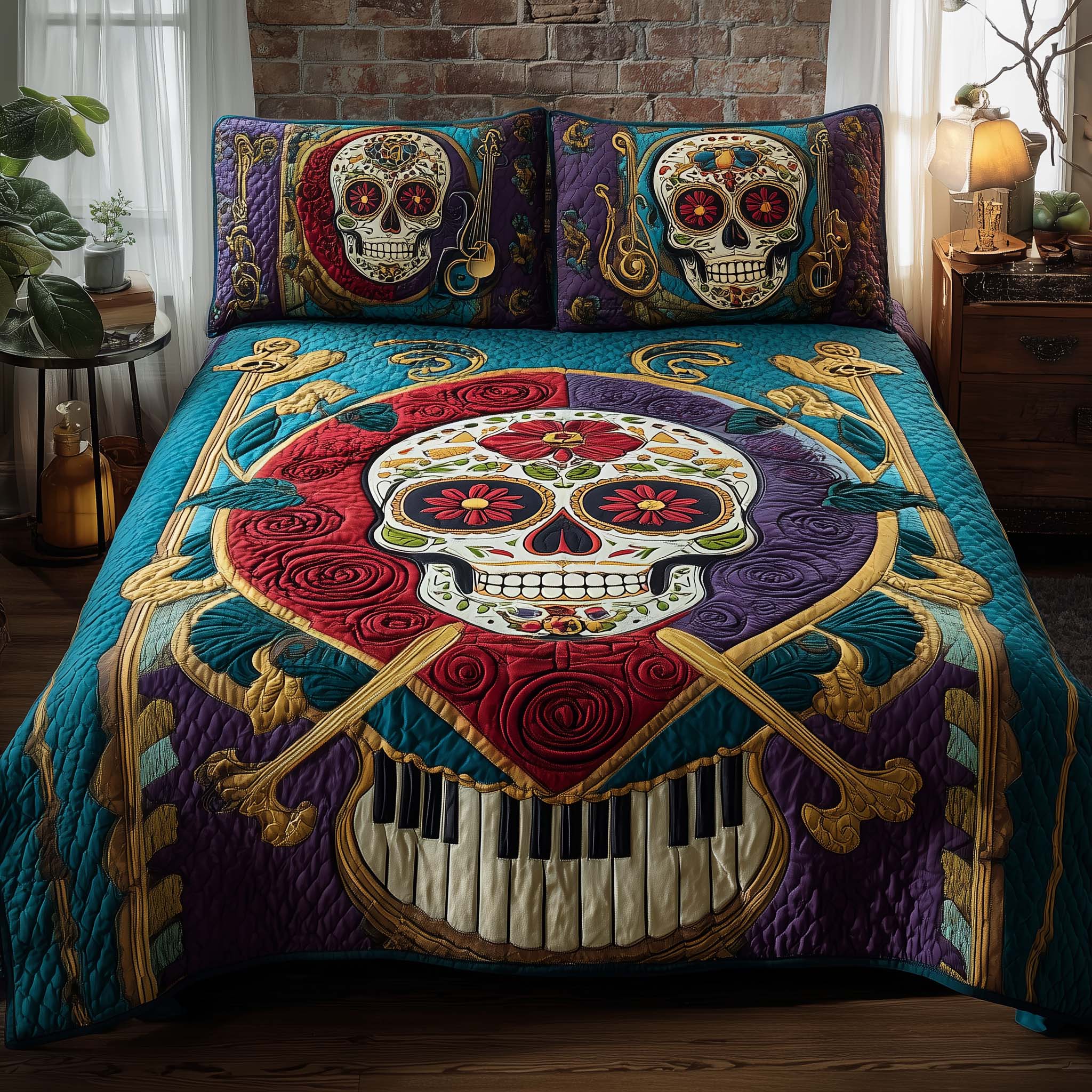 Fiesta Melody Quilted Bedding Set Bed Room Decoration Gift For Celebration Lovers - Tradiviet