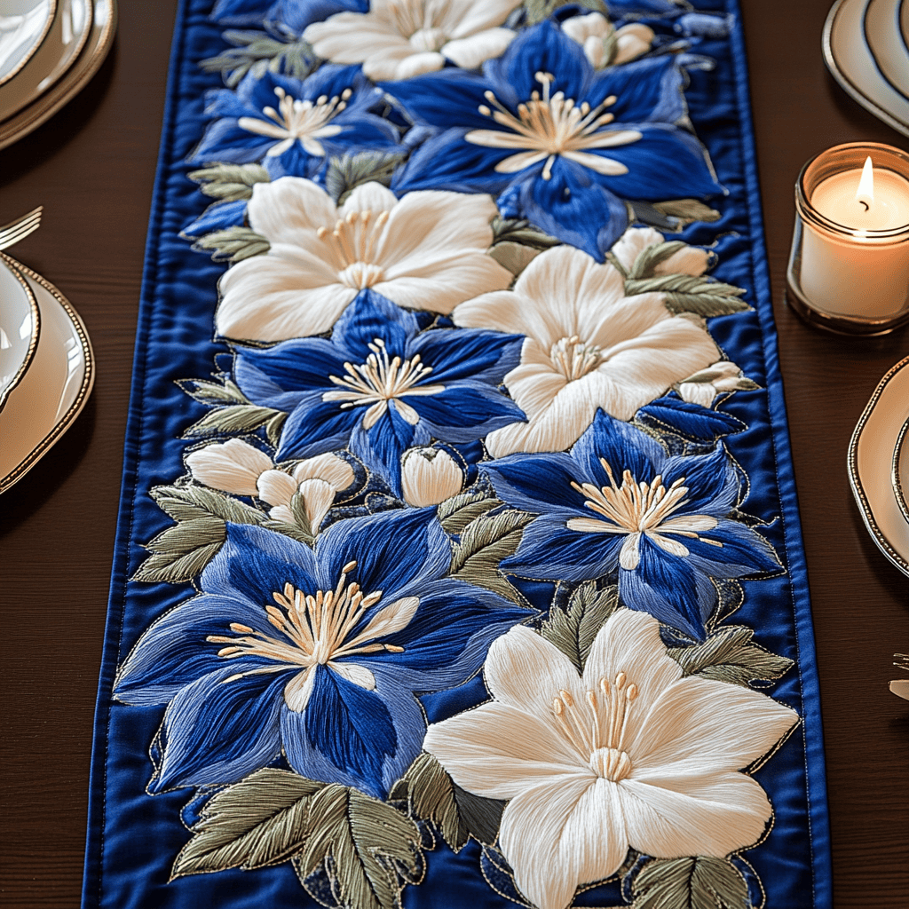 Floral Harmony Quilted Table Runner  4th Of July Table Runner Best Independence Day Gifts