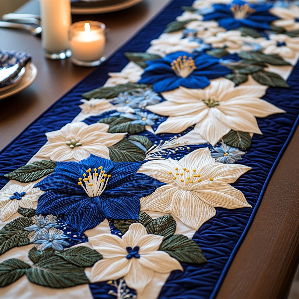 Floral Haven Quilted Table Runner  4th Of July Table Runner Best Independence Day Gifts