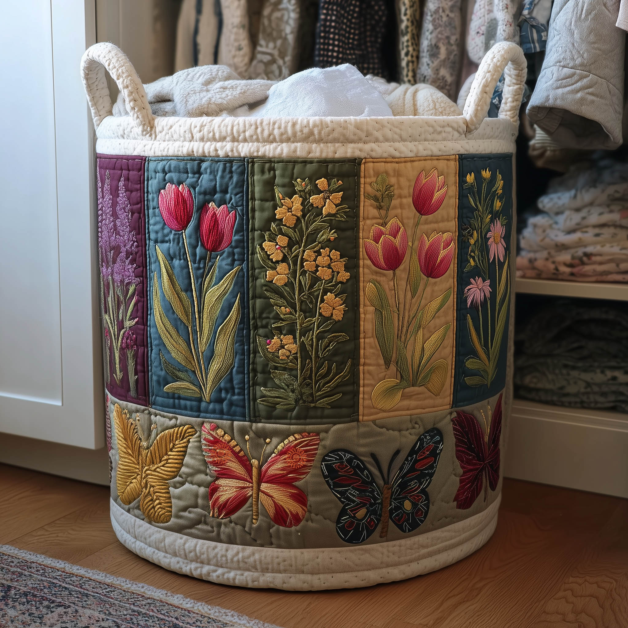 Floral Heaven Quilted Laundry Basket Cute Laundry Hamper Father's Day Gift Ideas - Tradiviet