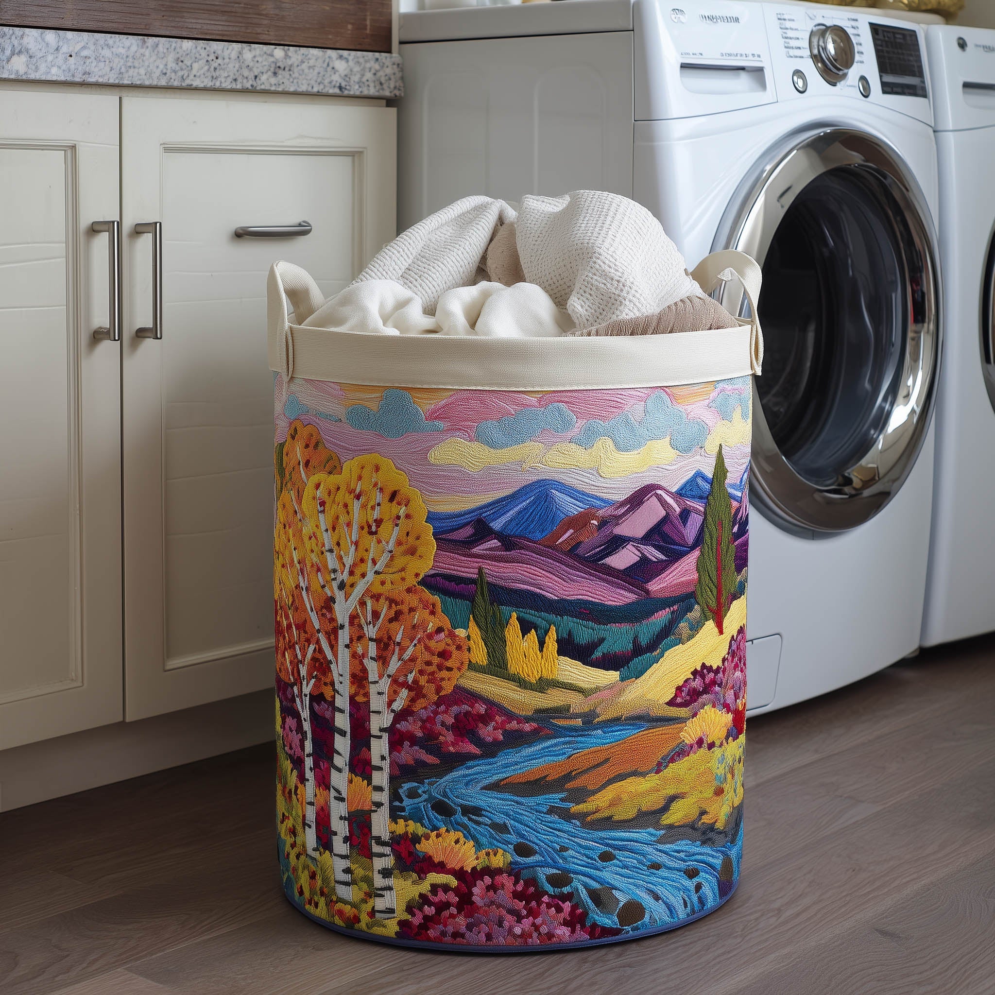 Flower Meadow Quilted Laundry Basket Best Laundry Hamper Gift For Grandma - Tradiviet
