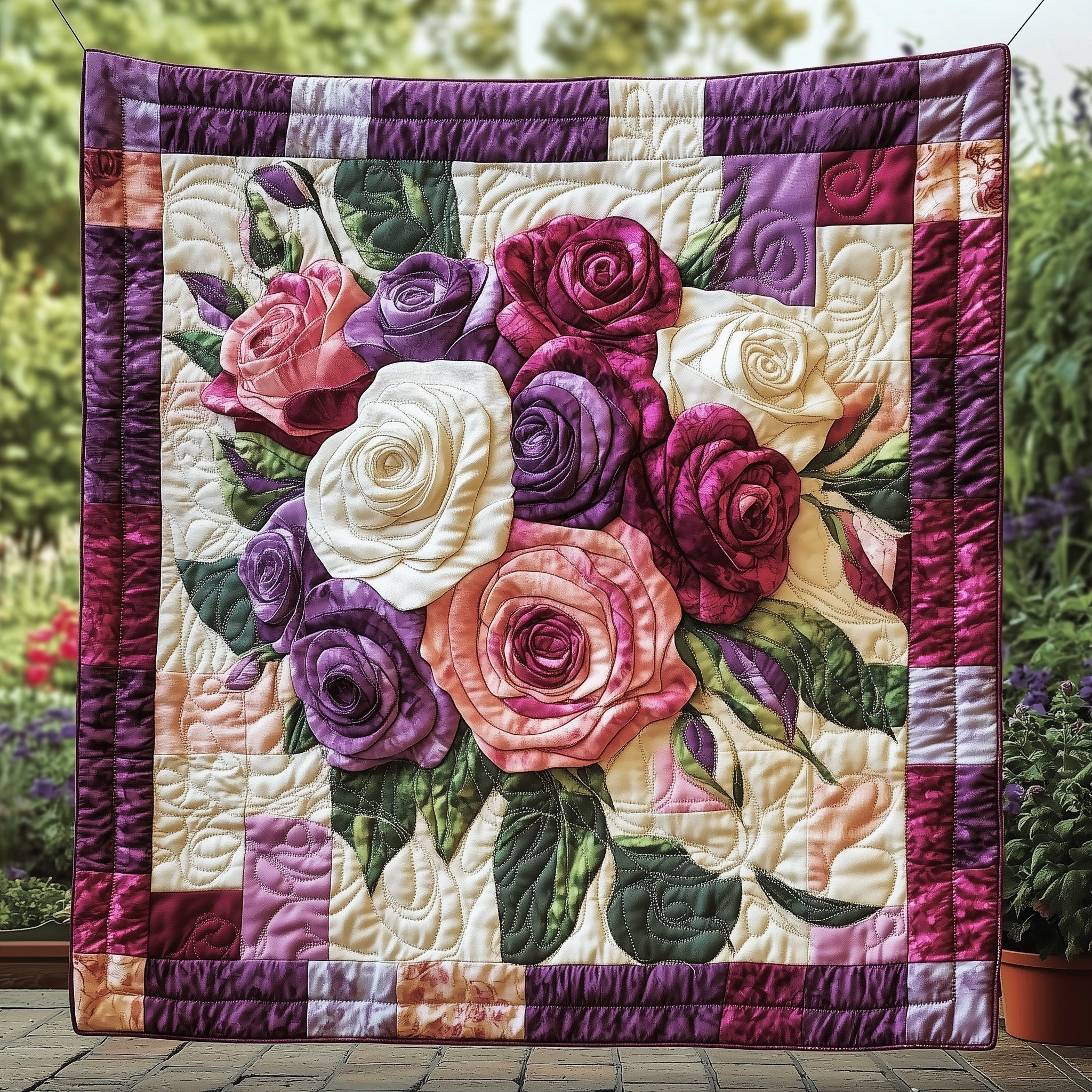 Flowers Roses Quilt Blanket Floral Bouquet Blanket Gift For Decor Home - Tradiviet